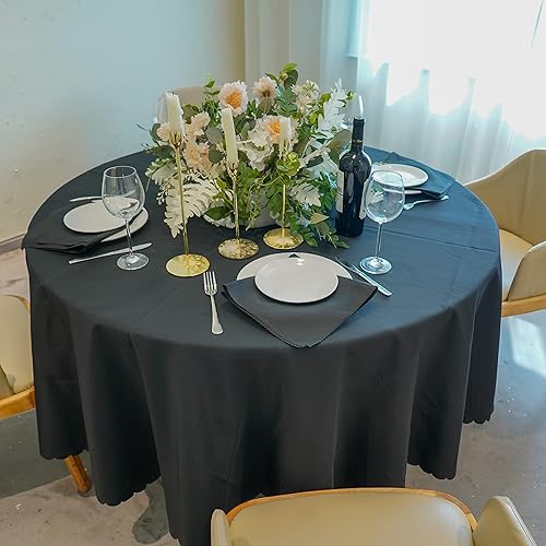 Miniatura 9 de JYFLZQ Mantel rectangular color borgoña de 60 x 102 pulgadas para mesas de 6 pies, lavable y resistente a las manchas, mantel de poliéster para