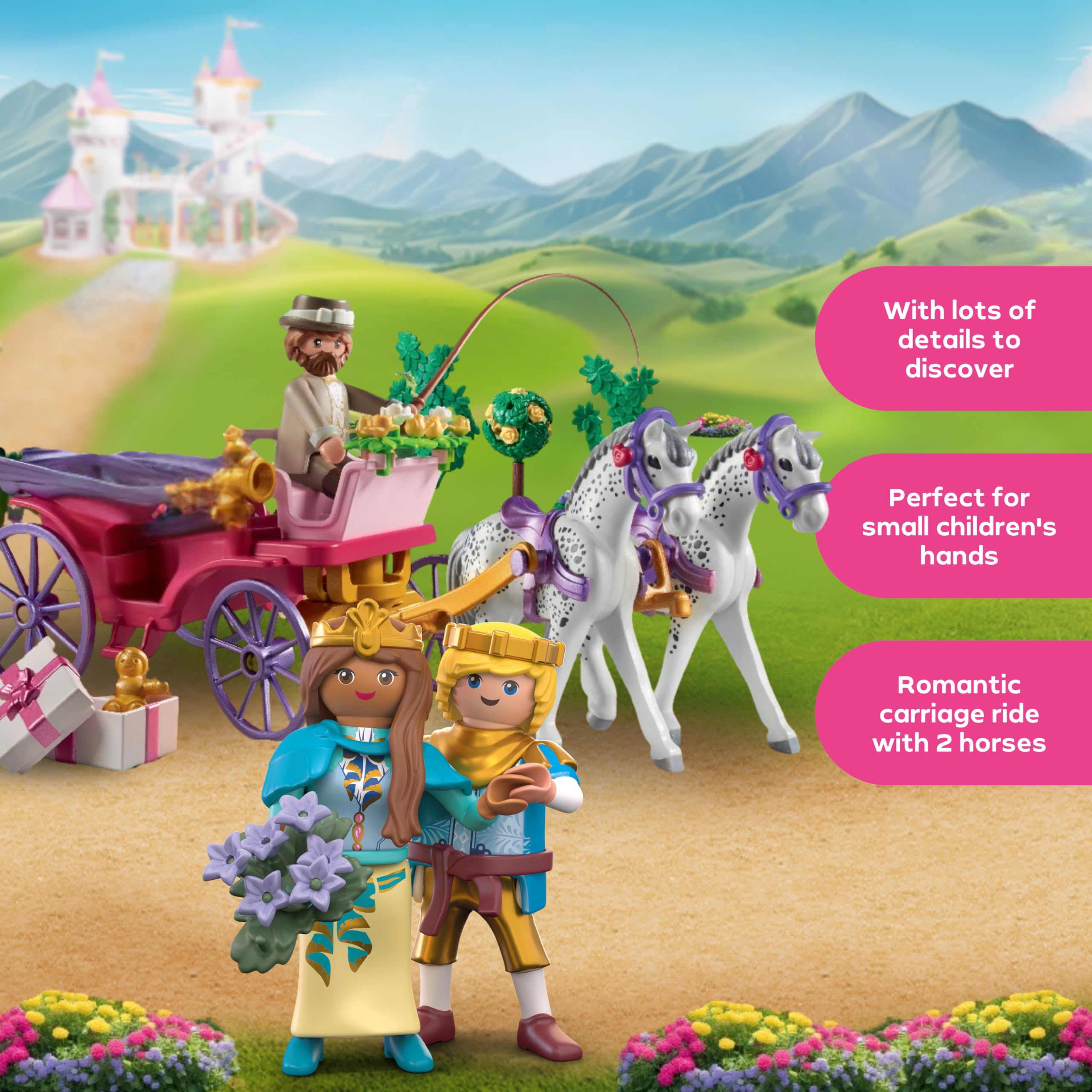 Playmobil | Princess Magic | Promenade en Carrosse Royal avec la Princesse et Le Prince | Jouet Princesse | Jouet Conte de fées pour Enfants à partir de 4 Ans | 71846