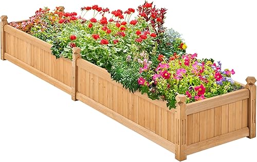 Yaheetech Cama de jardín elevada de madera de 90.5 pulgadas de largo x 23.5 pulgadas de ancho x 16 pulgadas de alto, maceta rectangular de madera