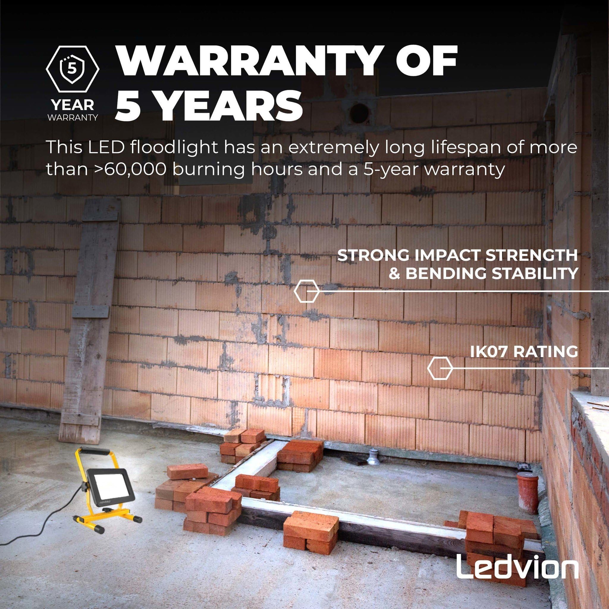 Ledvion Projecteur de chantier LED 100W etanche IP65