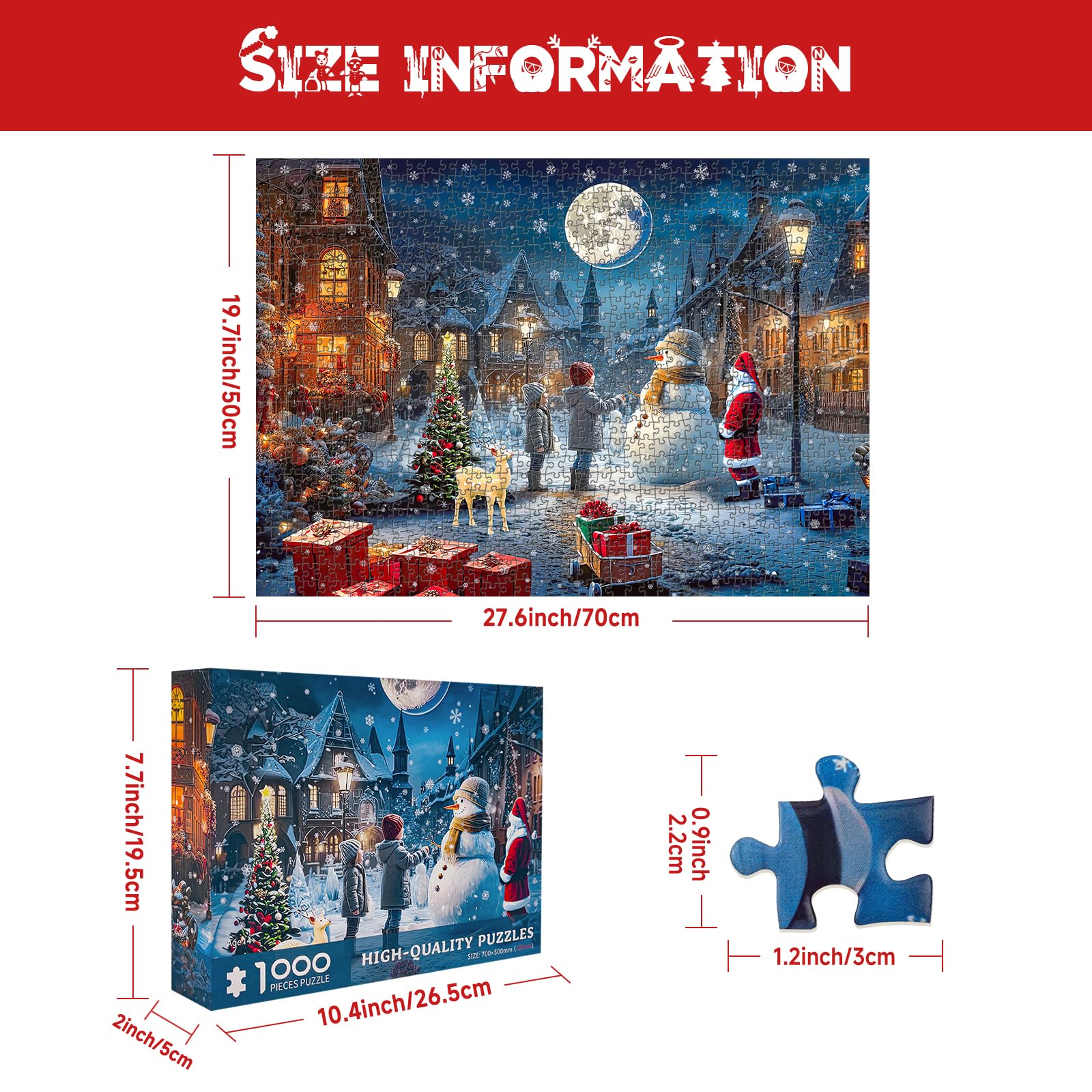 Christmas Jigsaw Puzzles 1000 Piece for Adults-Snowy Night Christmas puzzle adults 1000 piece puzzle 2025 Christmas jigsaw puzzles 1000 Piece for Adults - Image 2