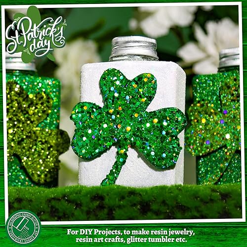 Miniatura 4 de LEOBRO Purpurina verde, purpurina gruesa, purpurina, 5.65 onzas, purpurina artesanal para resina, purpurina holográfica para manualidades, vasos,