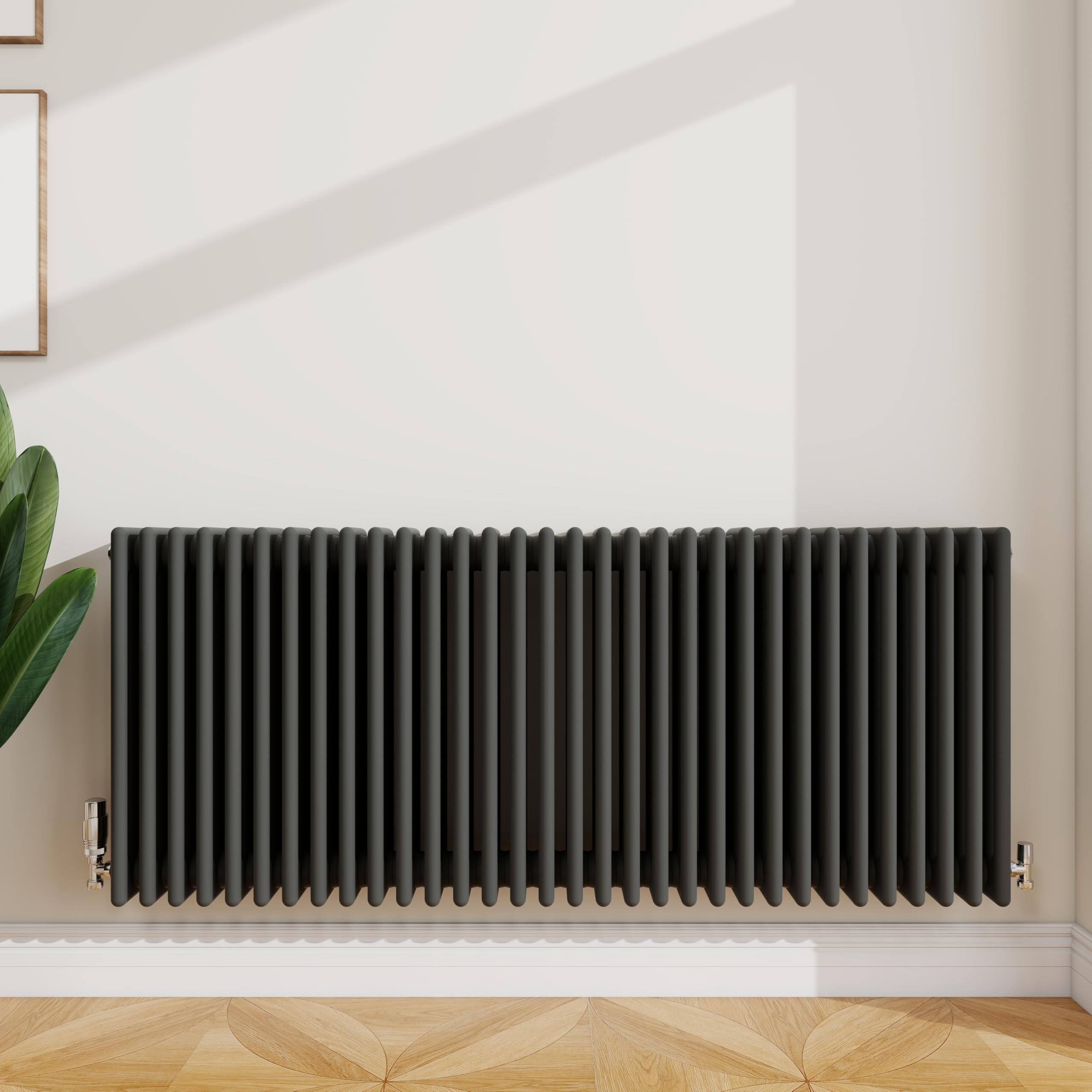 SLINE SANITARY 600x1460mm Cast Iron Style Traditional 4 Column Horizontal Anthracite Central Heating Radiator