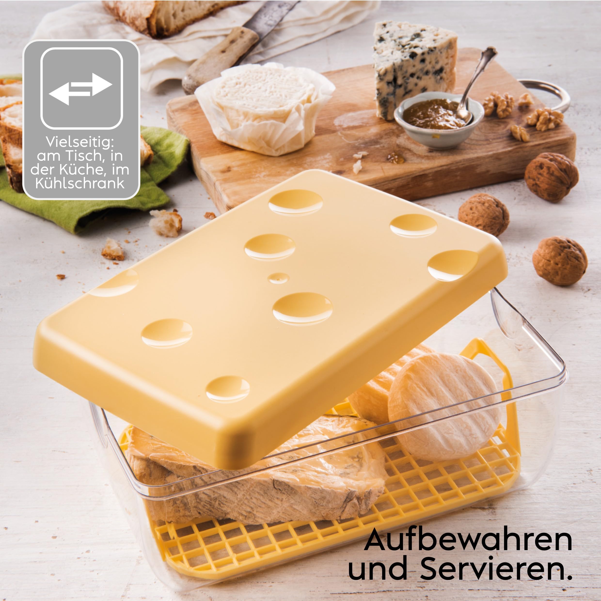 Snips Käsedose Kühlschrank 3 L, großer Käsebehälter mit Deckel und Frischegitter, Vorratsdose für Käse Aufbewahrung, transparente Käsebox, 26 x 17 x 10,5 cm, Made in Italy Baumarkt