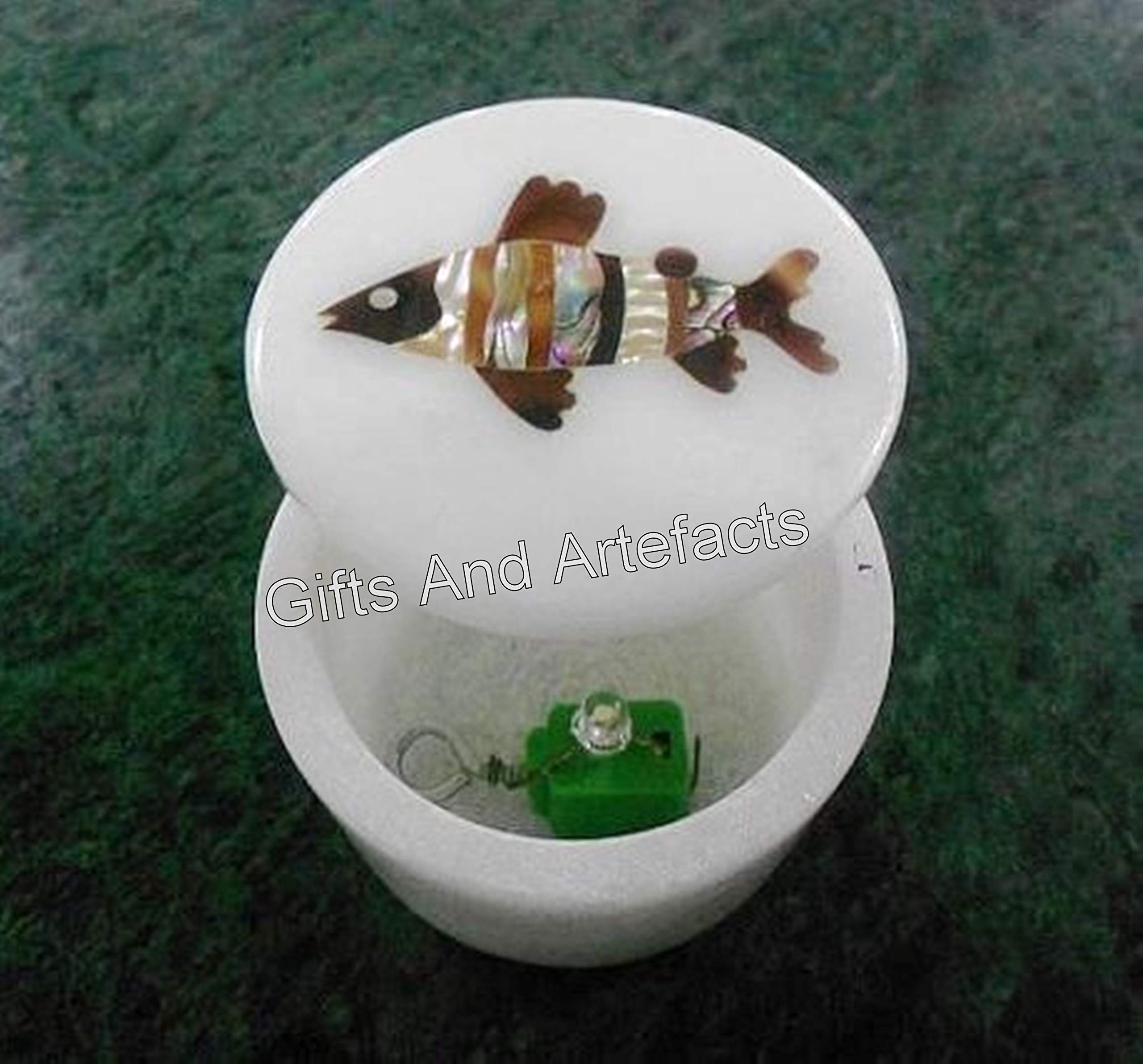Portagioie realizzato a mano da 6,3 cm con effetto marmo bianco reale, scatola rotonda per aggiungere un tocco splendido alla tua collezione di gioielli