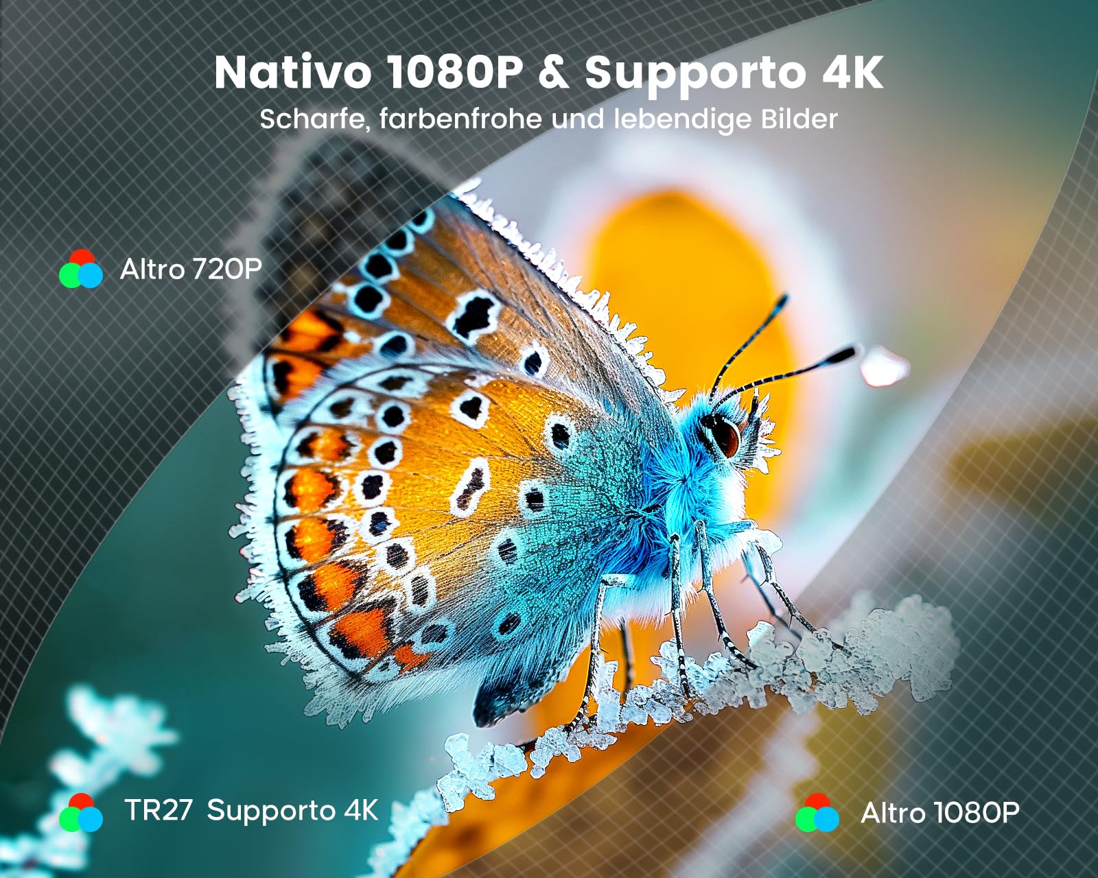 Mini Proiettore 4K Supporto, 20000 Lumen Portatile Videoproiettore Nativo 1080P WIFI Bluetooth TOPTRO Correzione Verticale Automatica Home Theater per IOS/HDMI/PS5/Fire Stick [Ruotabile di 270°]