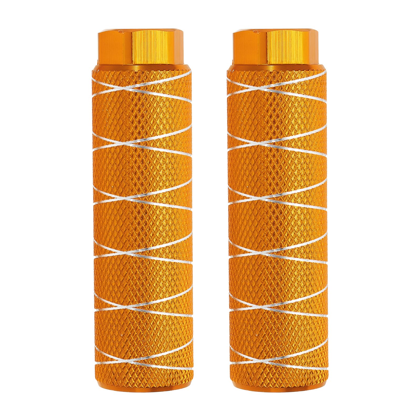 PATIKIL Bike Pegs Fit 3/8 Inch Axles, 2 Pack Aluminum Alloy Anti-Skid Lead Foot Bicycle Peg Back Seat Stands with Thin Line for BMX Mountain Dirt Bike Cycling Rear Stunt Pegs, Orange