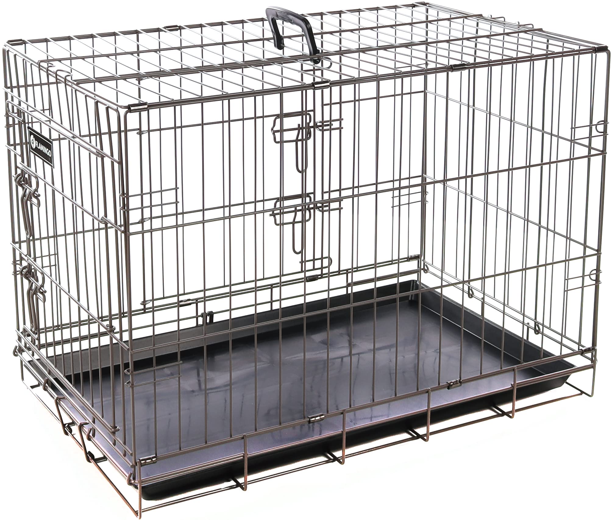 Cage pour chien Flamingo Ebo taupe XL 109cm pliable en fil métallique