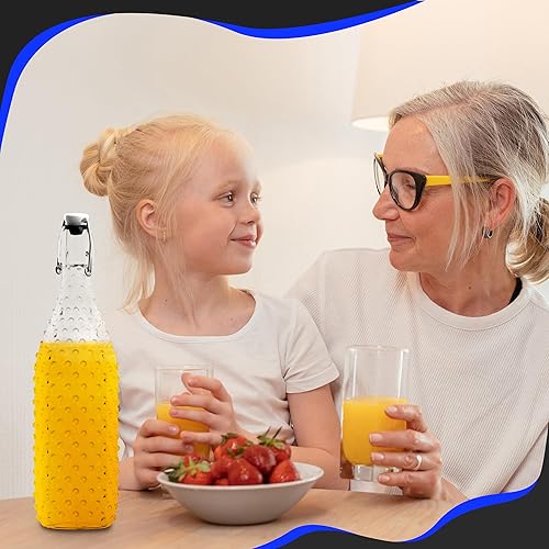 Miniatura 5 de Nevlers Paquete de 6 botellas de vidrio punteadas con tapa abatible de 33 onzas  Botella de vidrio abatible para cerveza, aguamiel, botellas de