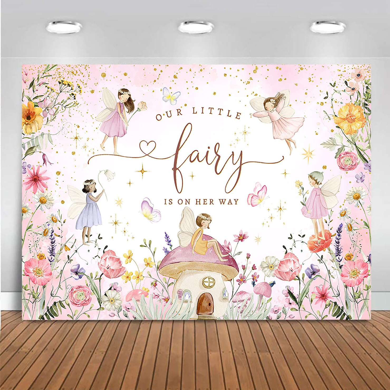 Mocsicka Fairy Baby Shower Backdrop Deocrations 7x5ft Enchanted Forest Fairytale Photo Background Fairy Wonderland Princess Baby Girl Shower Backdrop