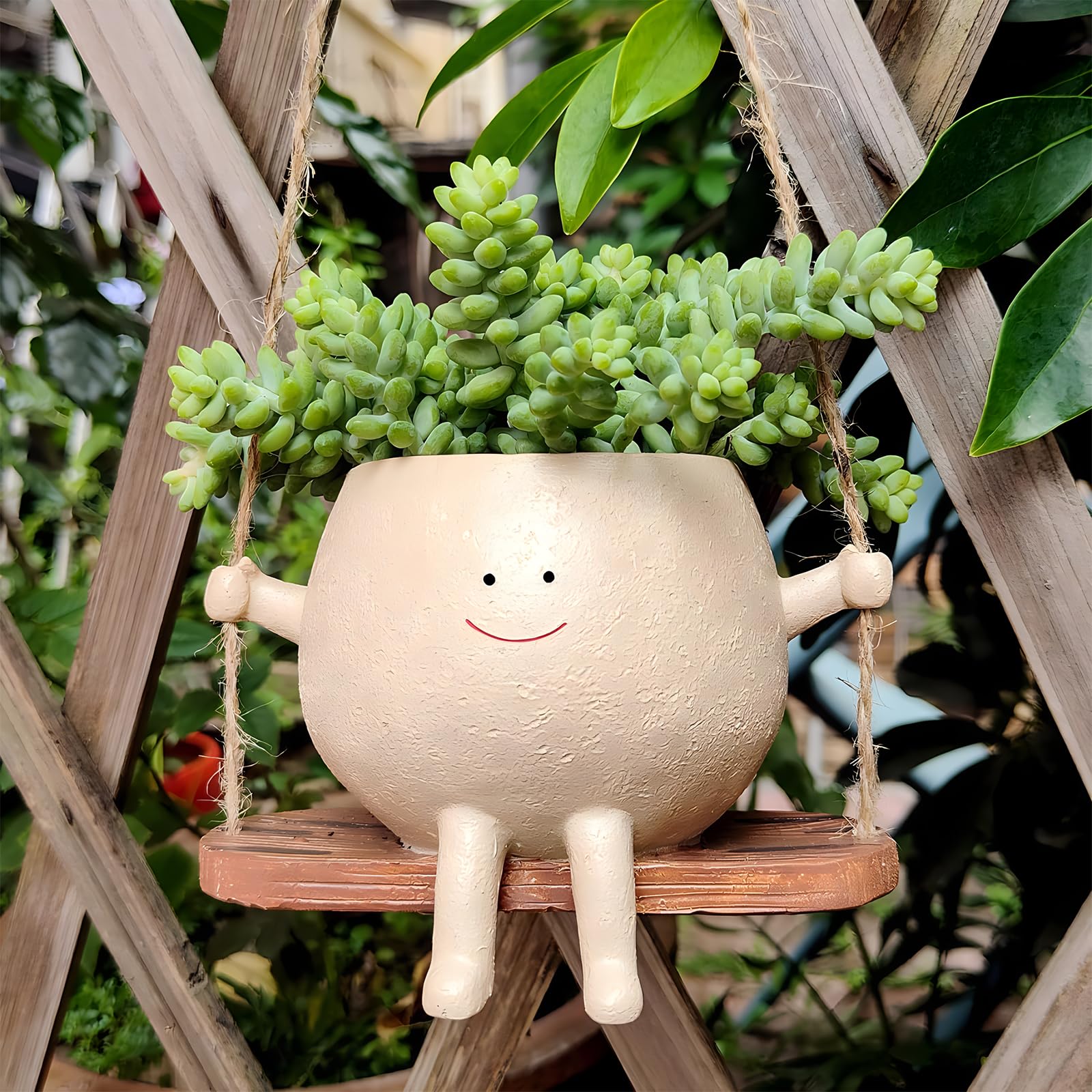Levitating Plant MUZZIOU Smiley Face Planter Pot, Cute Resin Smile Face  Flower Head Plant Pot, Creative For Indoor Outdoor Plants, Funny Home  Decoration (Rocking Chair Flower Pot, image size:1600x1600