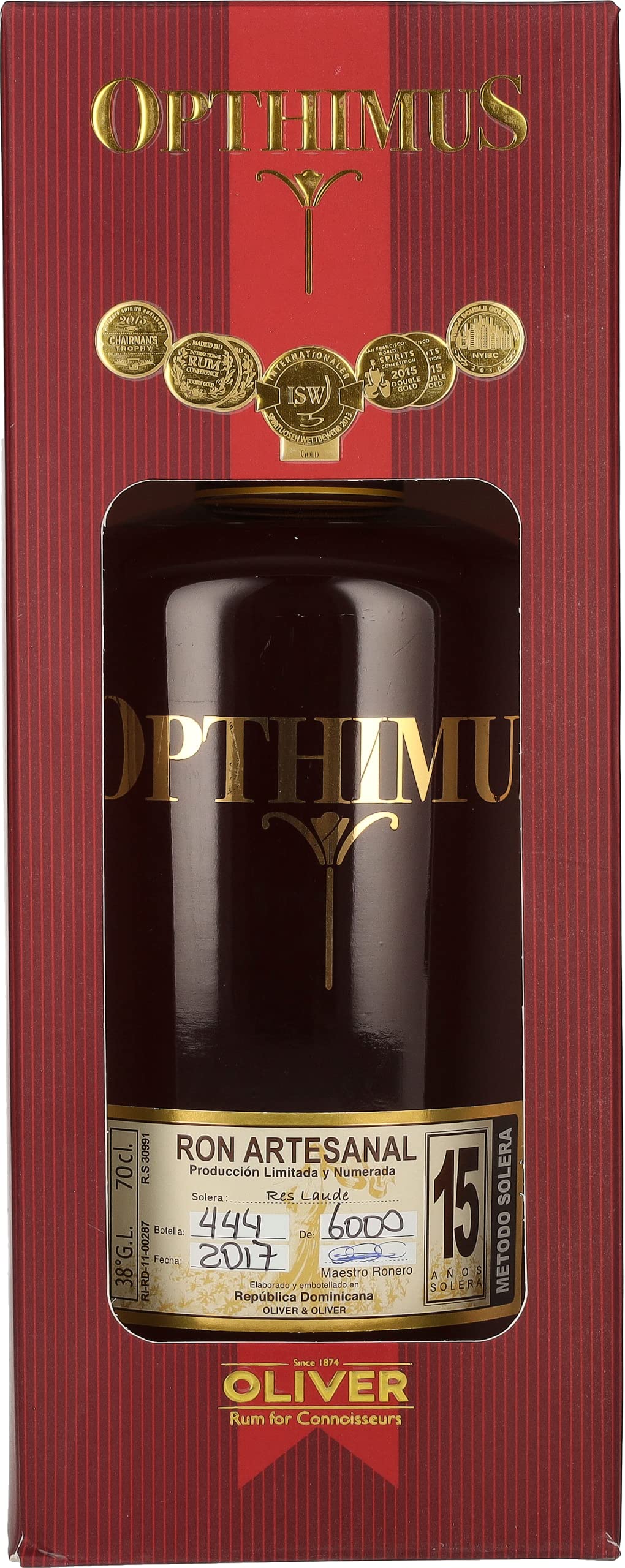 Opthimus 15 Años Res Laude 38% Vol. 0,7l in Giftbox