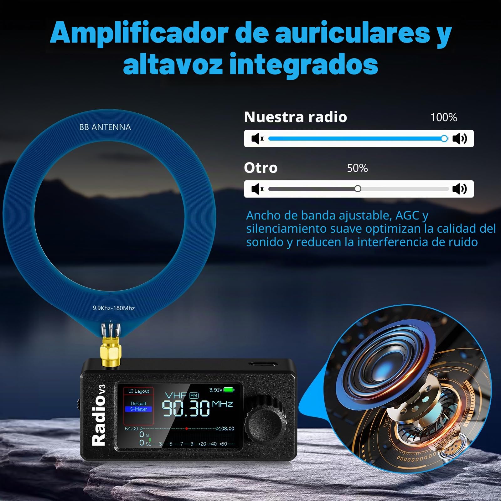 AURSINC Si4732-ESP32 V3 - Mini receptor de radio de onda corta de bolsillo, banda: HF SW MW VHF todas las bandas, modo AM/FM/LSB/USB, con batería de 800 mAh para aventuras al aire libre, viajes, uso