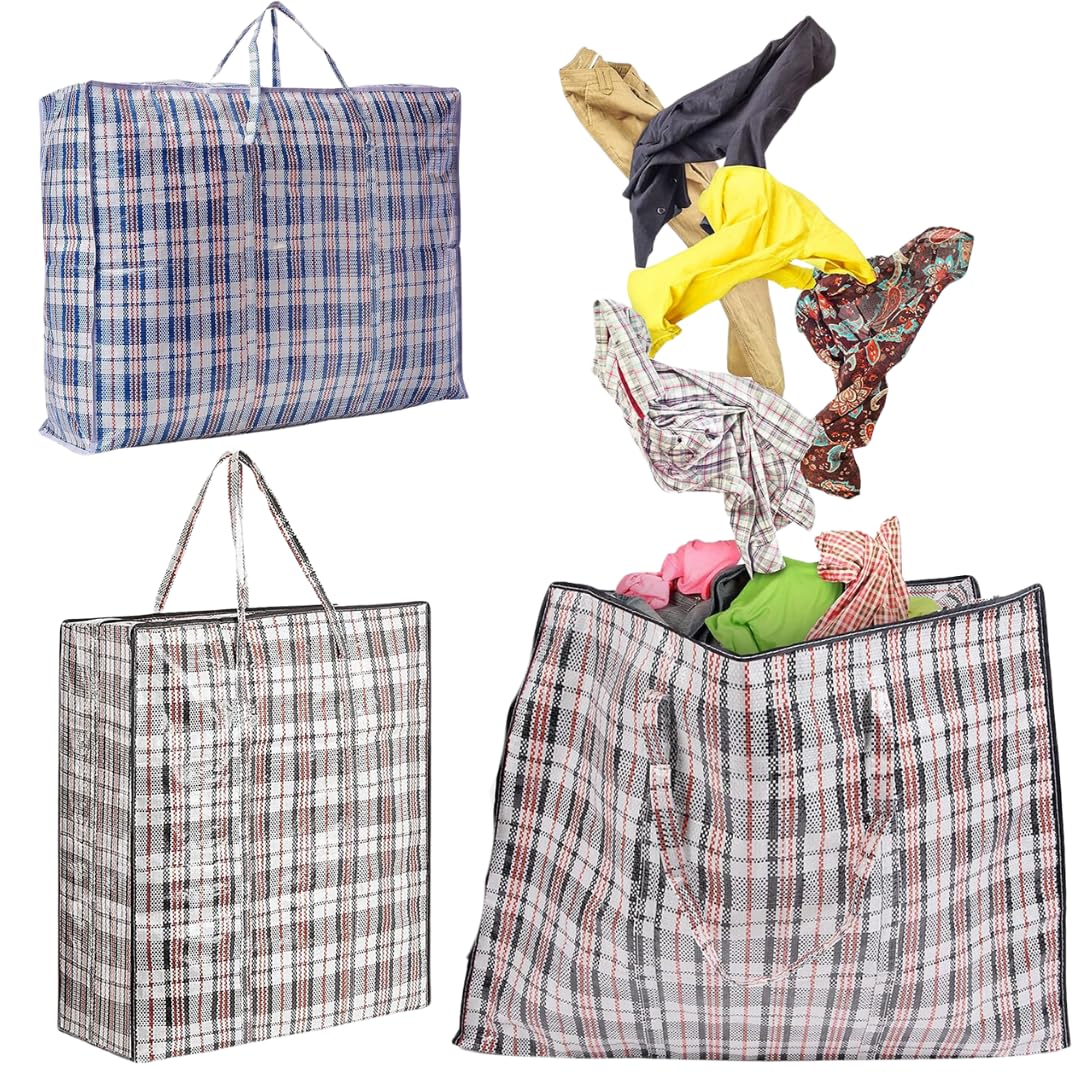 Citystores Citystores® Large Laundry Bags Storage Bags For Moving House Shopping And Laundry Reusable Bags With Zips Large Clothes Storage Random Colour Sent