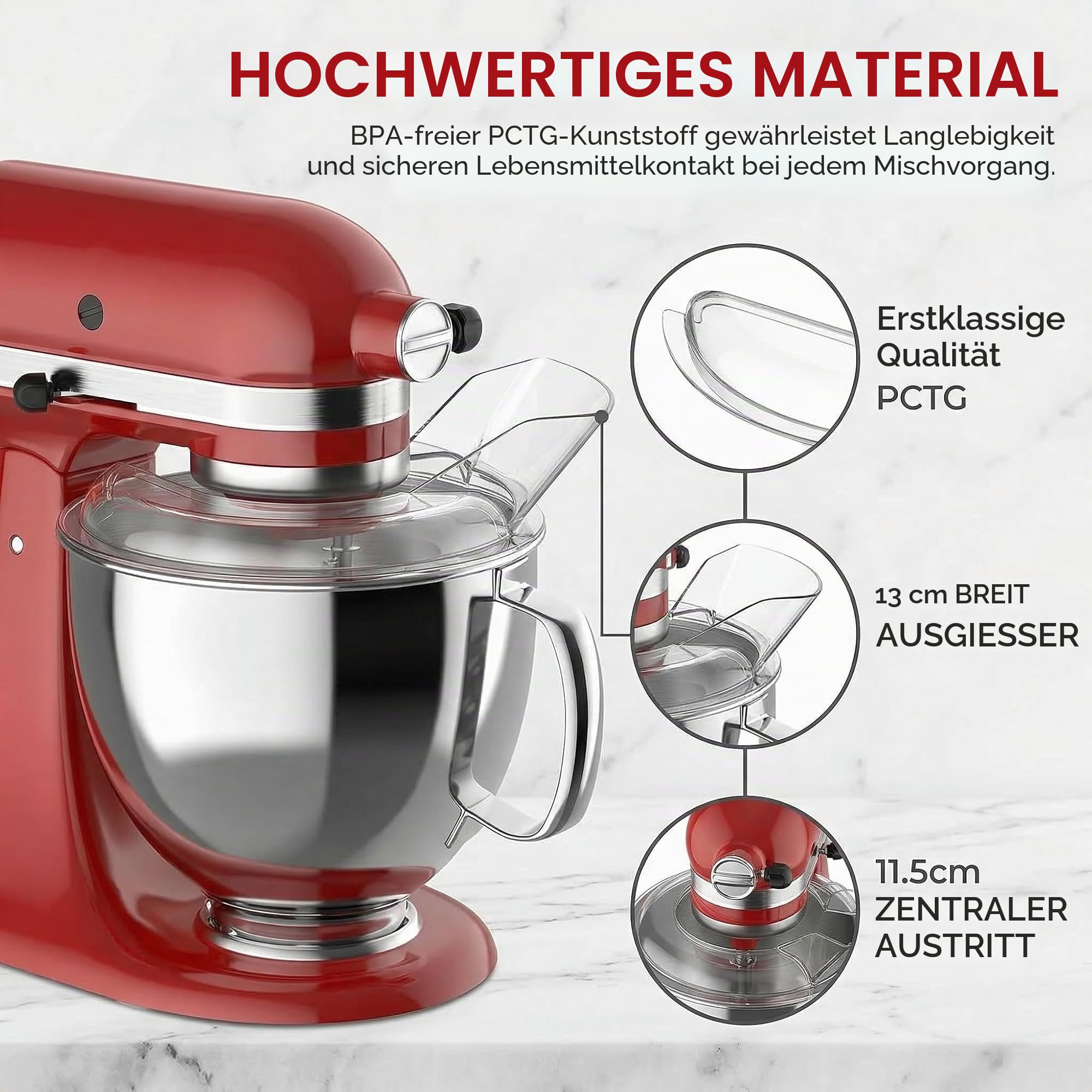 Spritzschutz Kompatibel mit Kitchenaid 4,5-5 Quart Stand Mixer Transparenter Spritzschutz Mixer Schüssel für Edelstahlschüssel Holzschüsseln Mixerzubehör Standmixer Keramikschalen Glasschalen