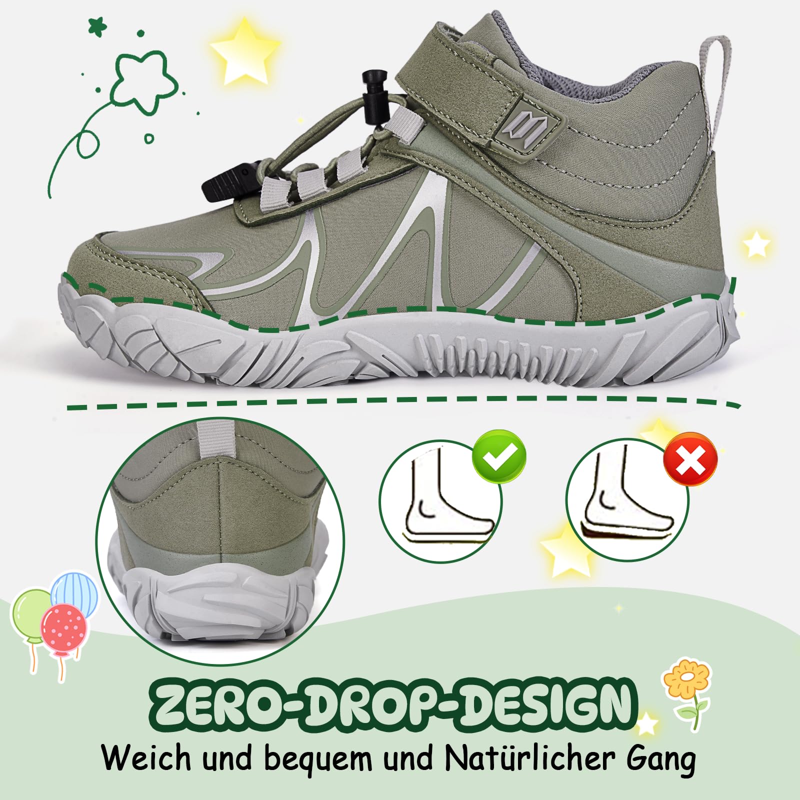 Barfussschuhe Kinder Barfußschuhe Jungen Mädchen Leicht Wanderschuhe Minimal Barfuß Sneaker Outdoor Wasserabweisend rutschfest Barefoot Shoes Kids Gr.27-35