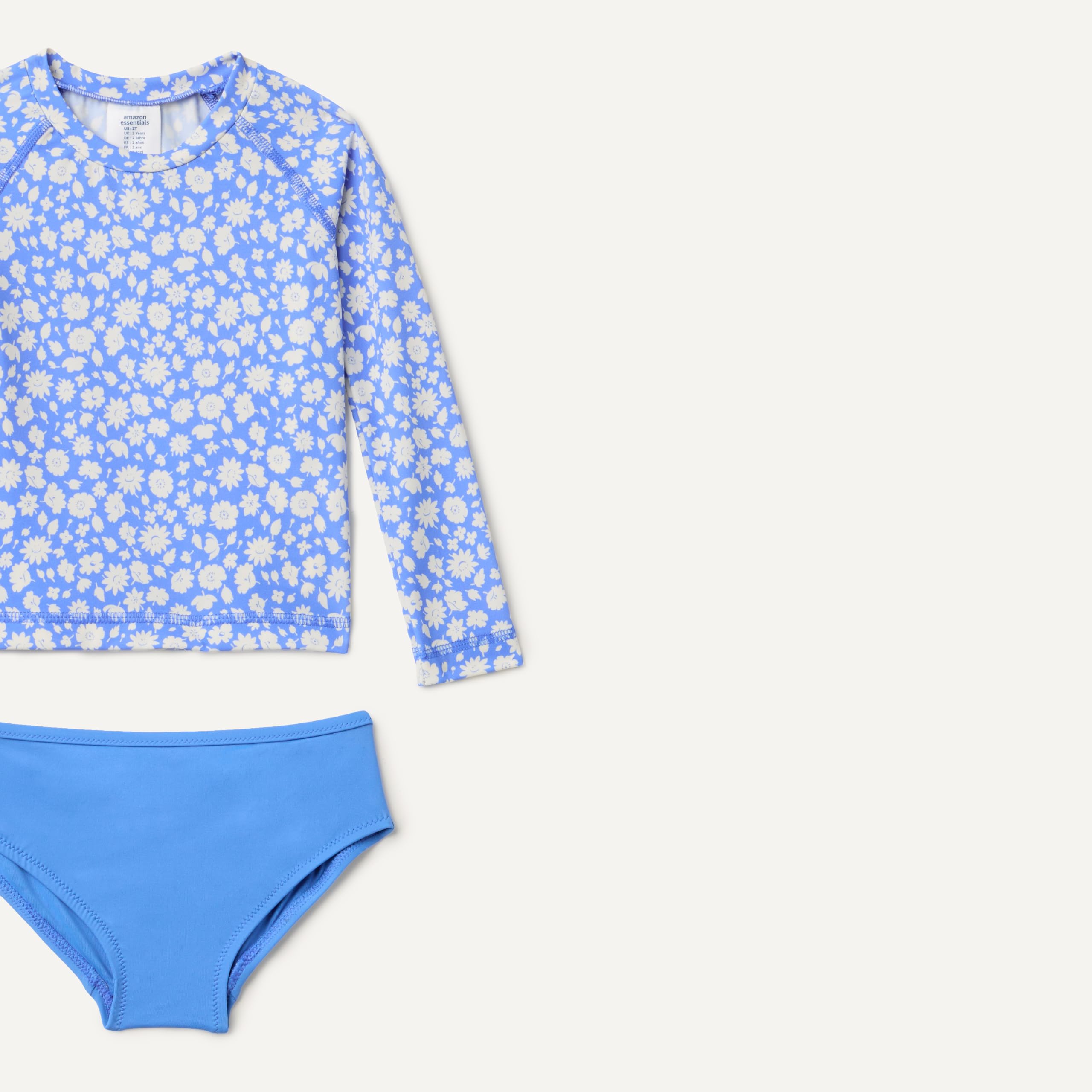 Amazon Essentials Bikini de Tres Piezas con Camiseta Entallada de Manga Larga Niñas
