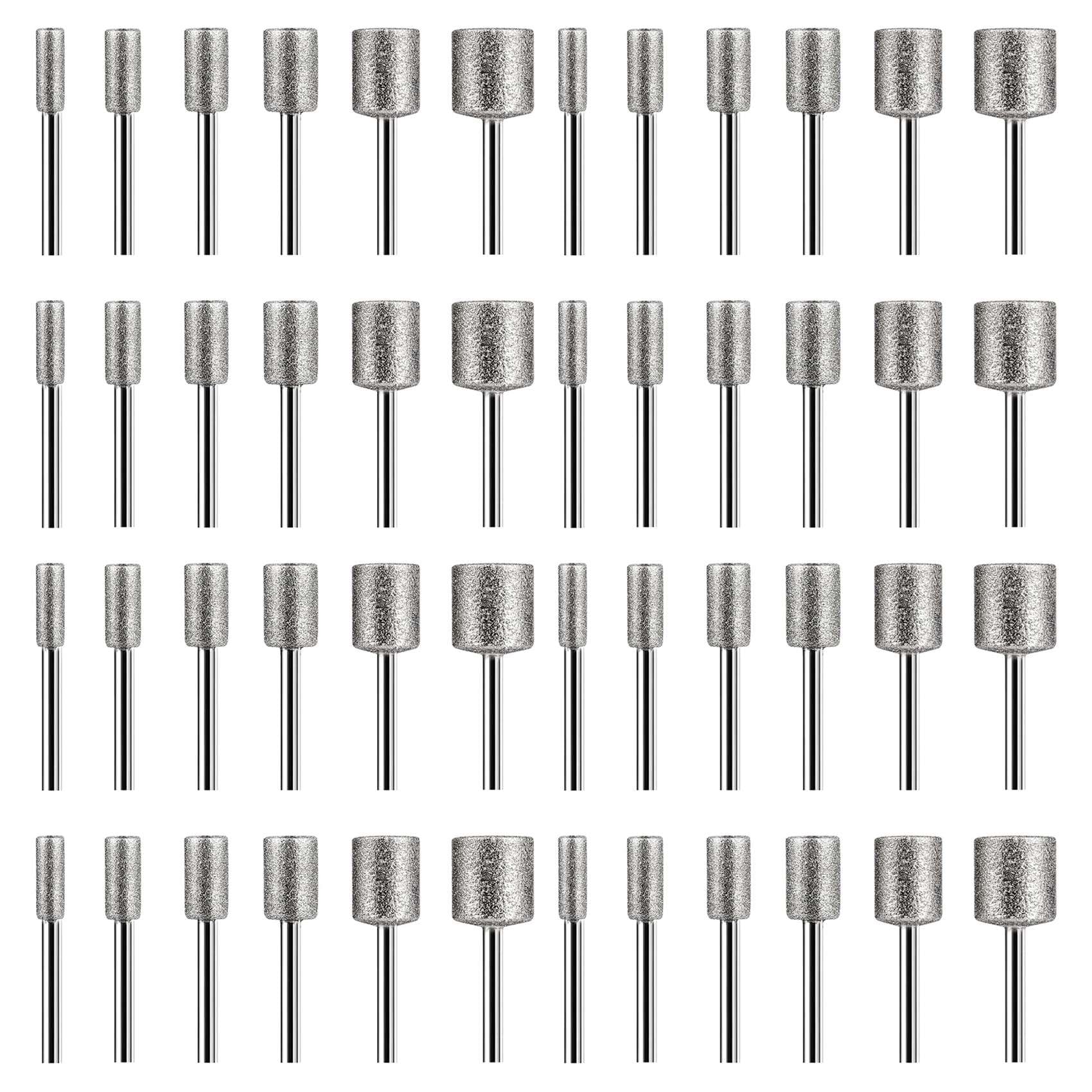 Jnchdghwa Silver Stone Carving Set, 48Pcs Burr Bits For Stone Rocks Glass Ceramics Rotary Tools(4Mm 5Mm 6Mm 8Mm 10Mm 12Mm)