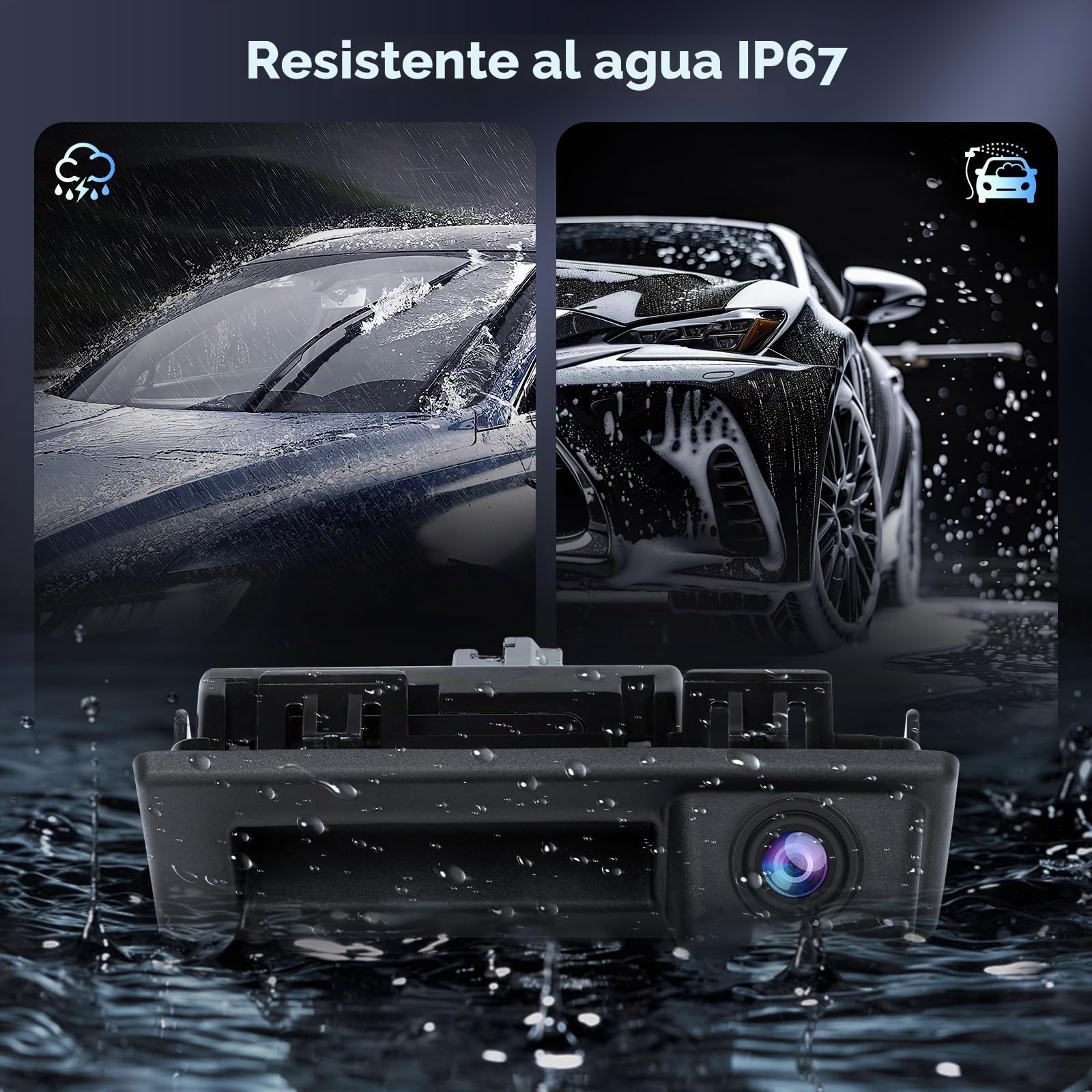 Hodozzy Cámara para Vehículo de Visión Trasera Impermeable, Angular de 170° y Visión Nocturna Cámara de Respaldo para VW Passat/Touareg/Tiguan/Sharan, Audi A3 S3 A4L/Q7, Skoda Superb/Octavia