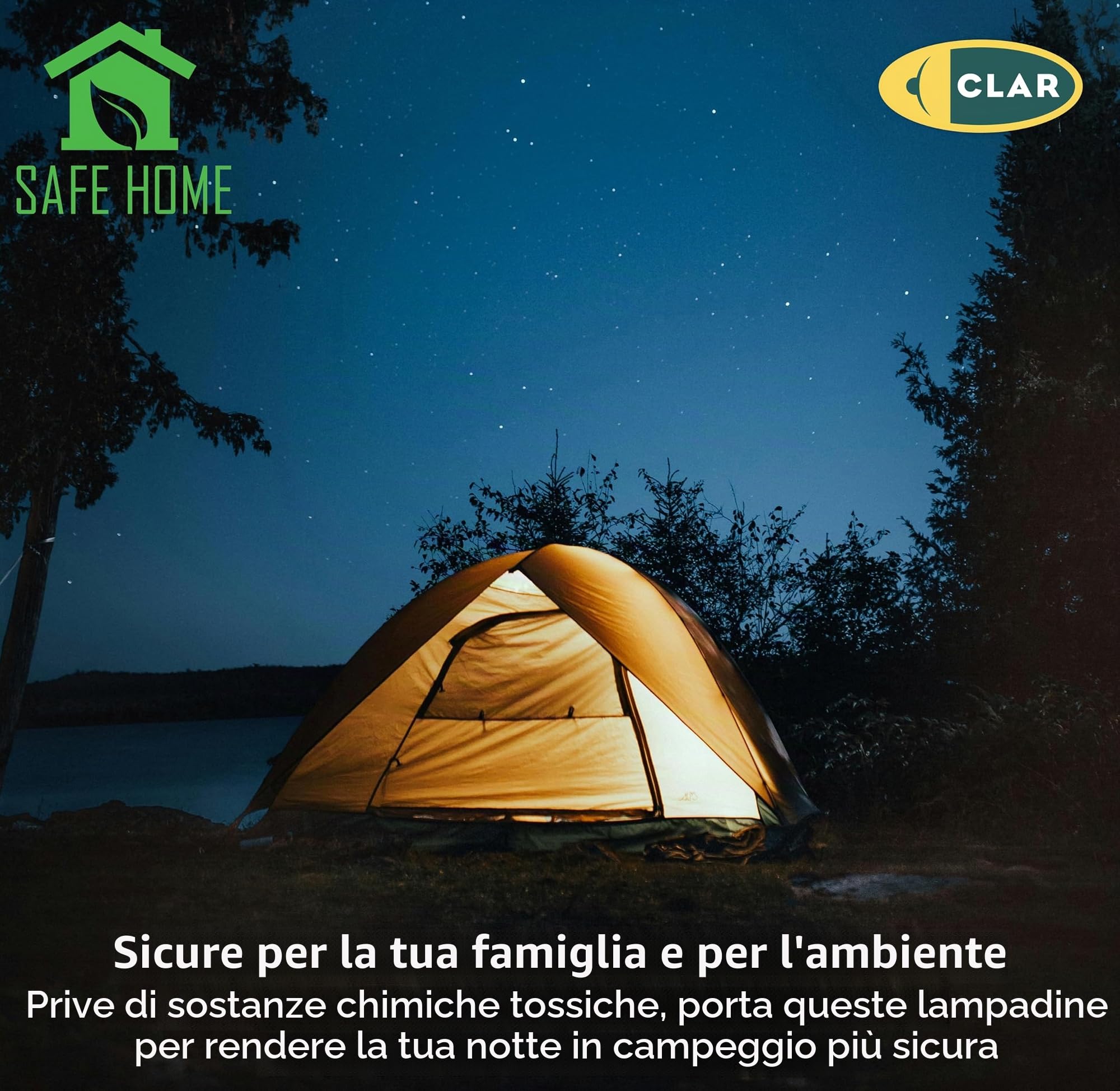 CLAR - Lampadina LED Ricaricabile USB, Portatile, 9W Luce Calda (Pack 3)