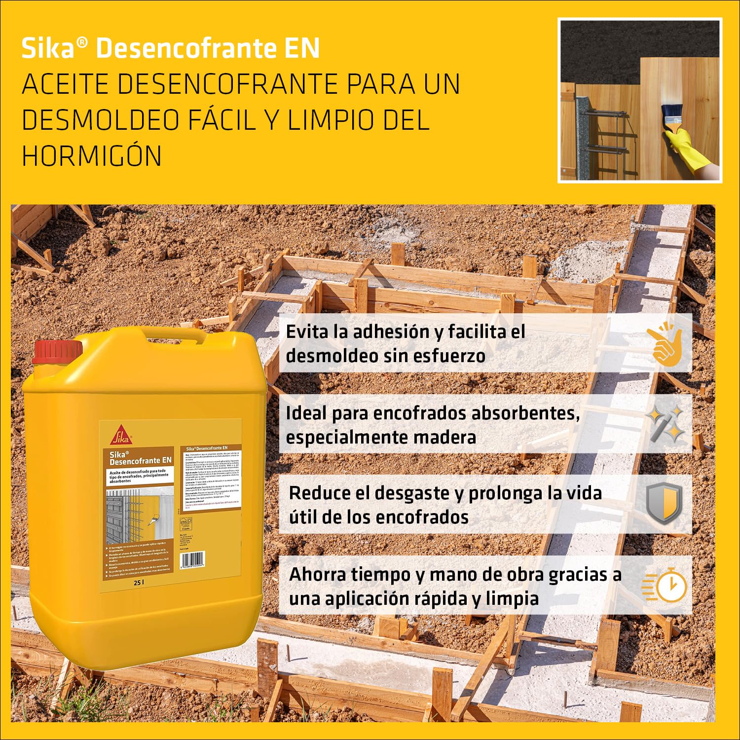 SIKA - Aceite de desencofrado - Sika Desencofrante EN - Amarillo - 25L