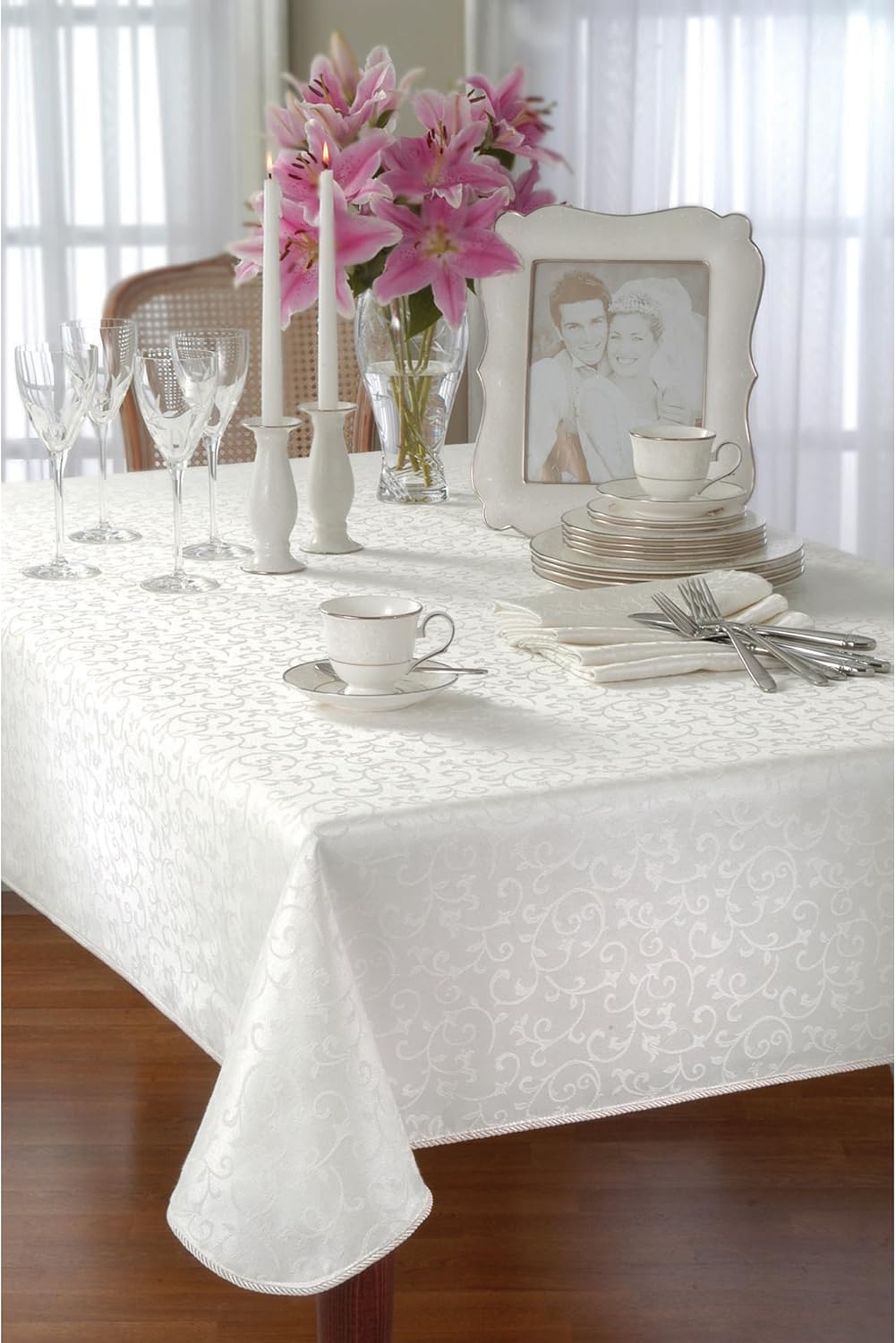 Buy Lenox Opal Innocence Tablecloth, 60 in x 102 in, White Online at