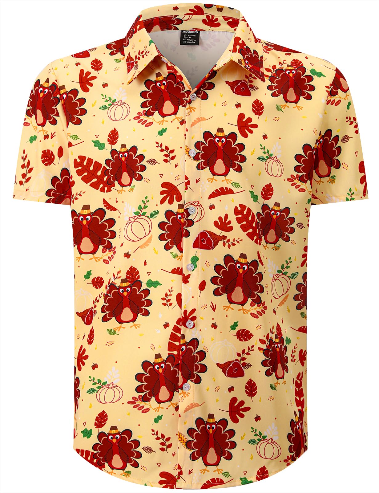 LINOCOUTON Men's Novelty Short Sleeve Button Down Shirt