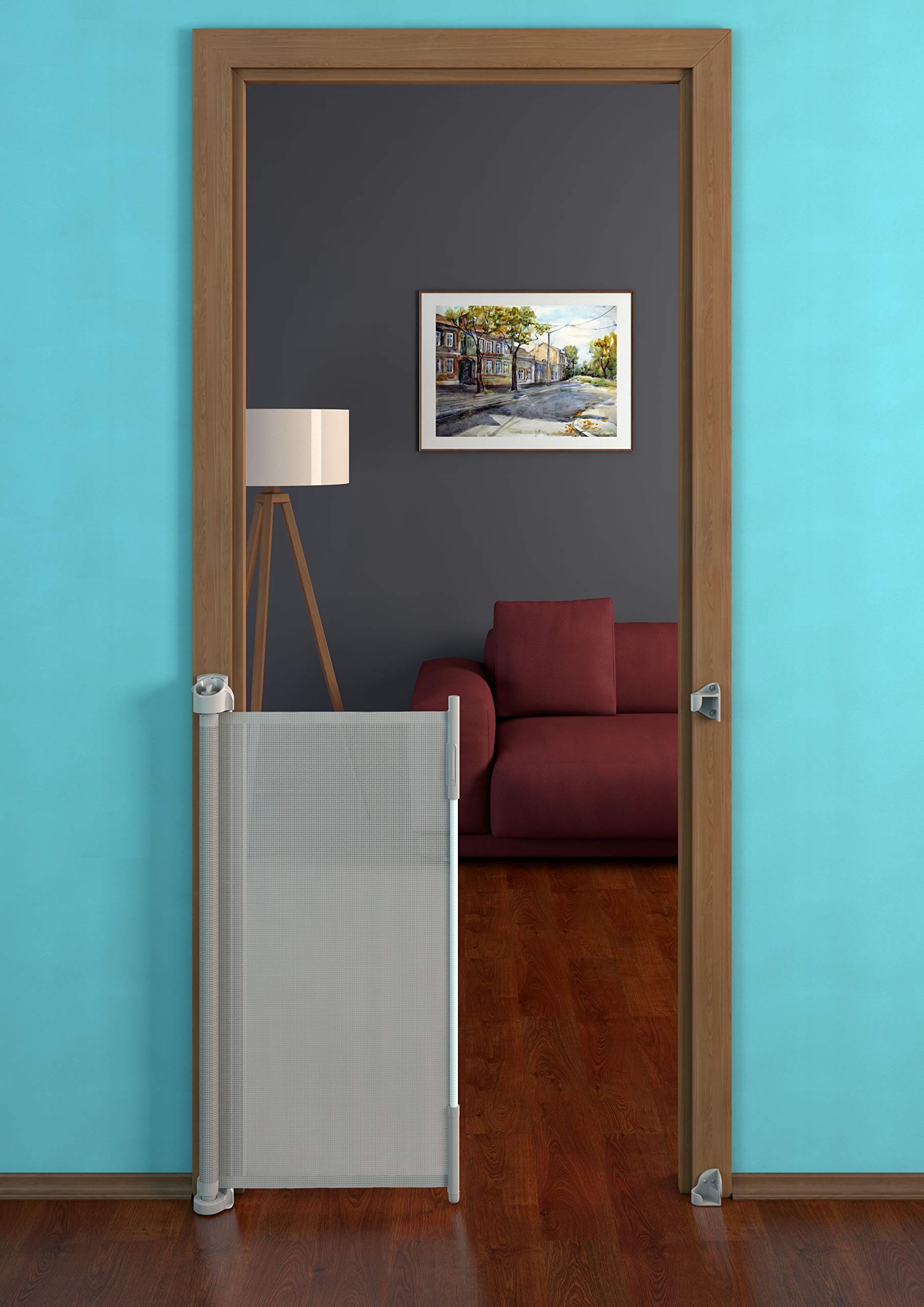 Active Lite Gris – Barrière de sécurité store extensible pour escalier et porte jusqu’à 140 cm de couverture