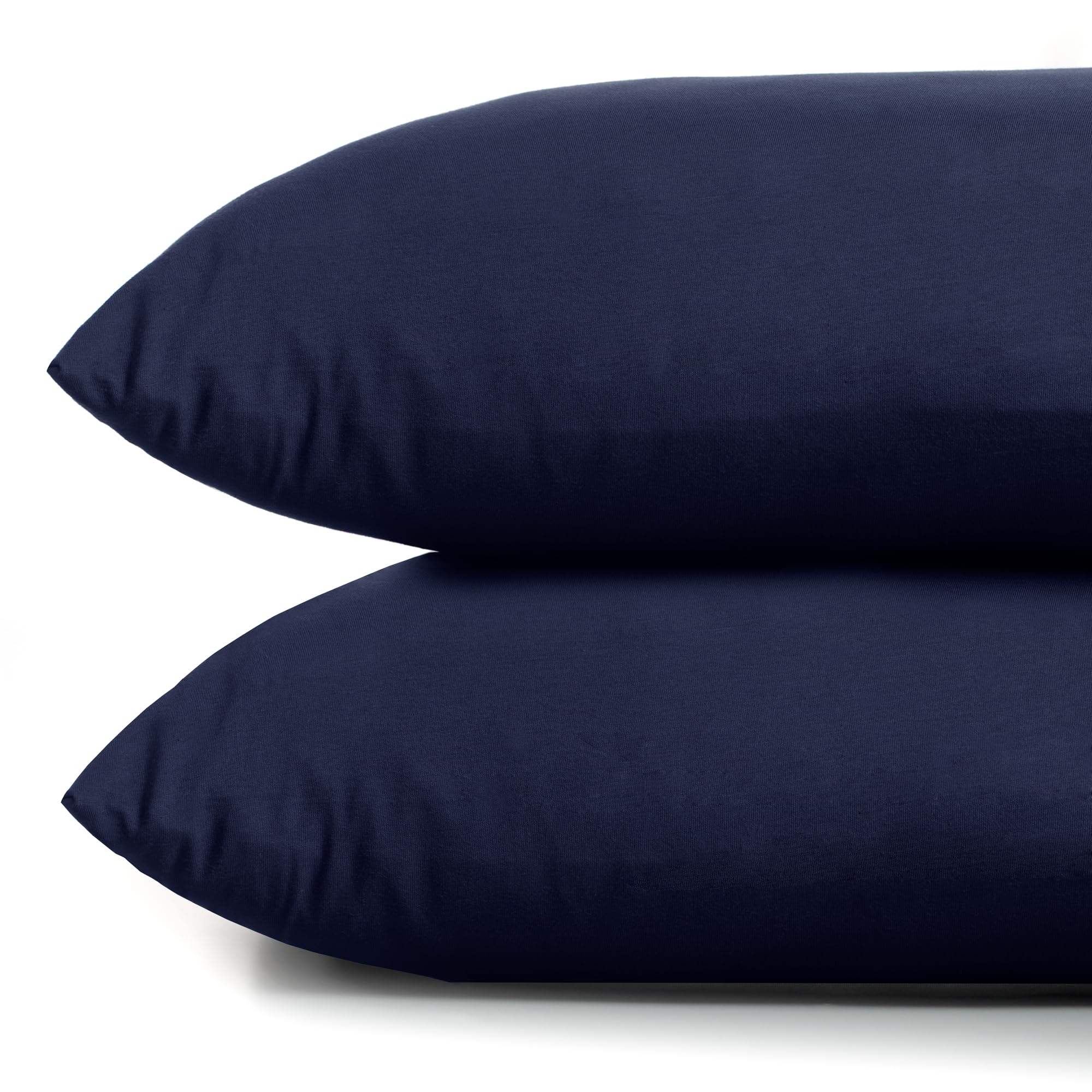 Set Di 2 Federe Cuscino 50x80 Cm In Jersey Di Cotone – Blu Con Chiusura Lampo – Morbide Per Divano E Camera Da Letto