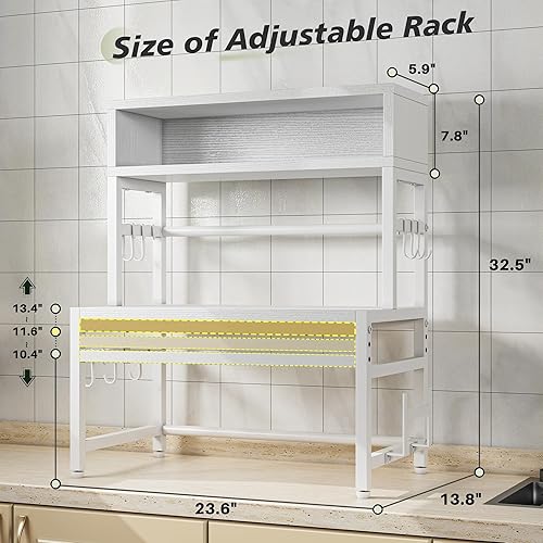 Miniatura 5 de EnHomee Soporte para microondas, estante de microondas de 205 libras, estante ajustable de encimera resistente de 4 niveles con 9 ganchos para