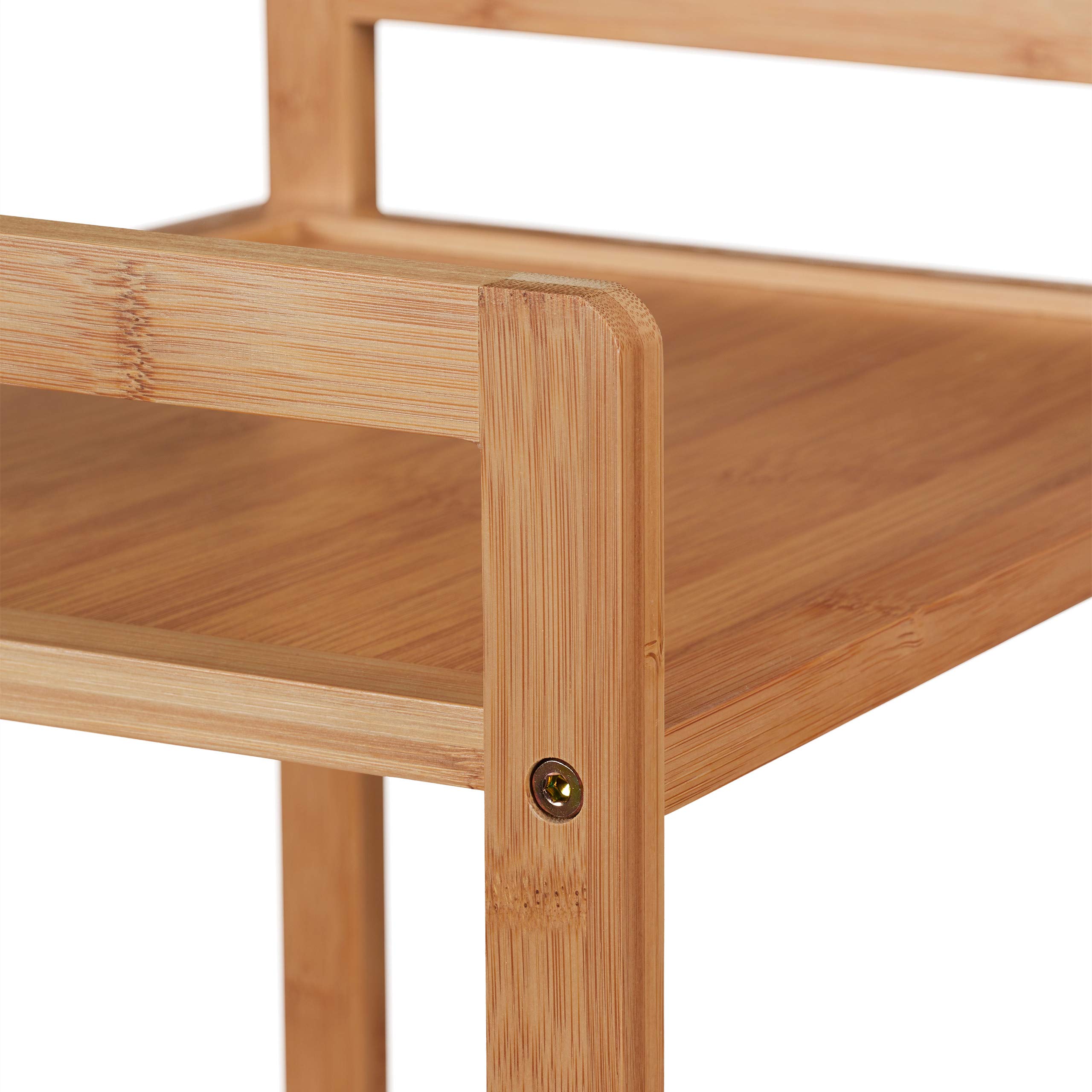 Relaxdays Mobile Bagno con Portabiancheria, Scaffale a Colonna in bambù, 2 Ripiani & 2 Cesti Estraibile, Naturale/Grigio