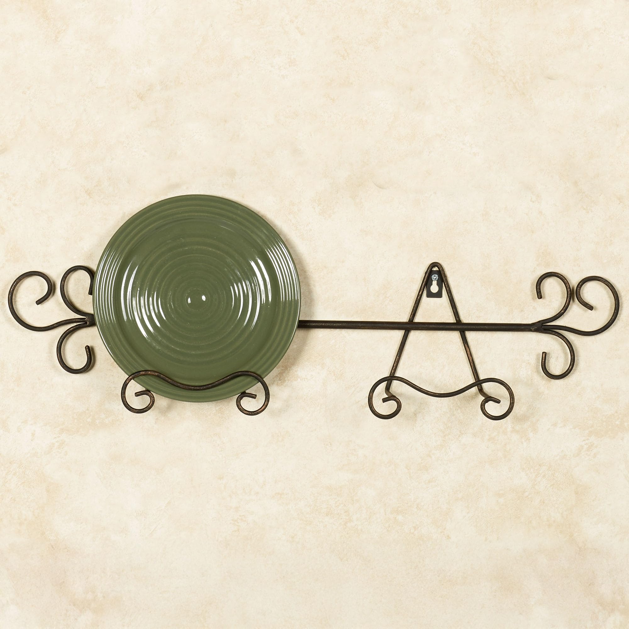 Touch of Class Galla Petite Plate Rack - Antique Bronze - Metal Hanging Collector Holder - Decorative Vintage Holders For Wall - Displays 2 Plates - 24 Inches Wide