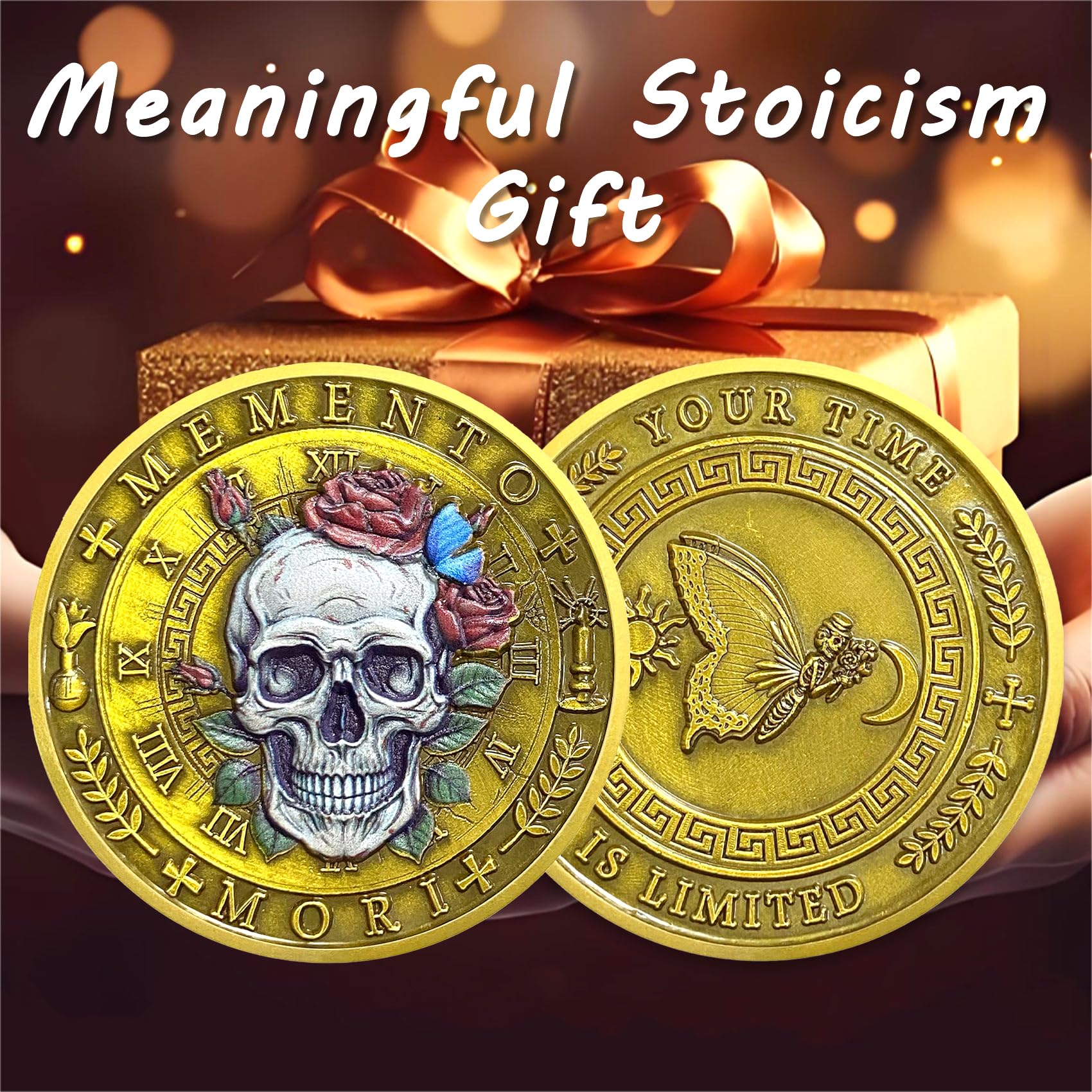 Memento Mori Coin - Roses MEMENTO MEMENTO VIVERE MODE STOIC STOICO SOBRIETY TOKEN DEC DEC COOL RECORDE MEDALLION GIFTS