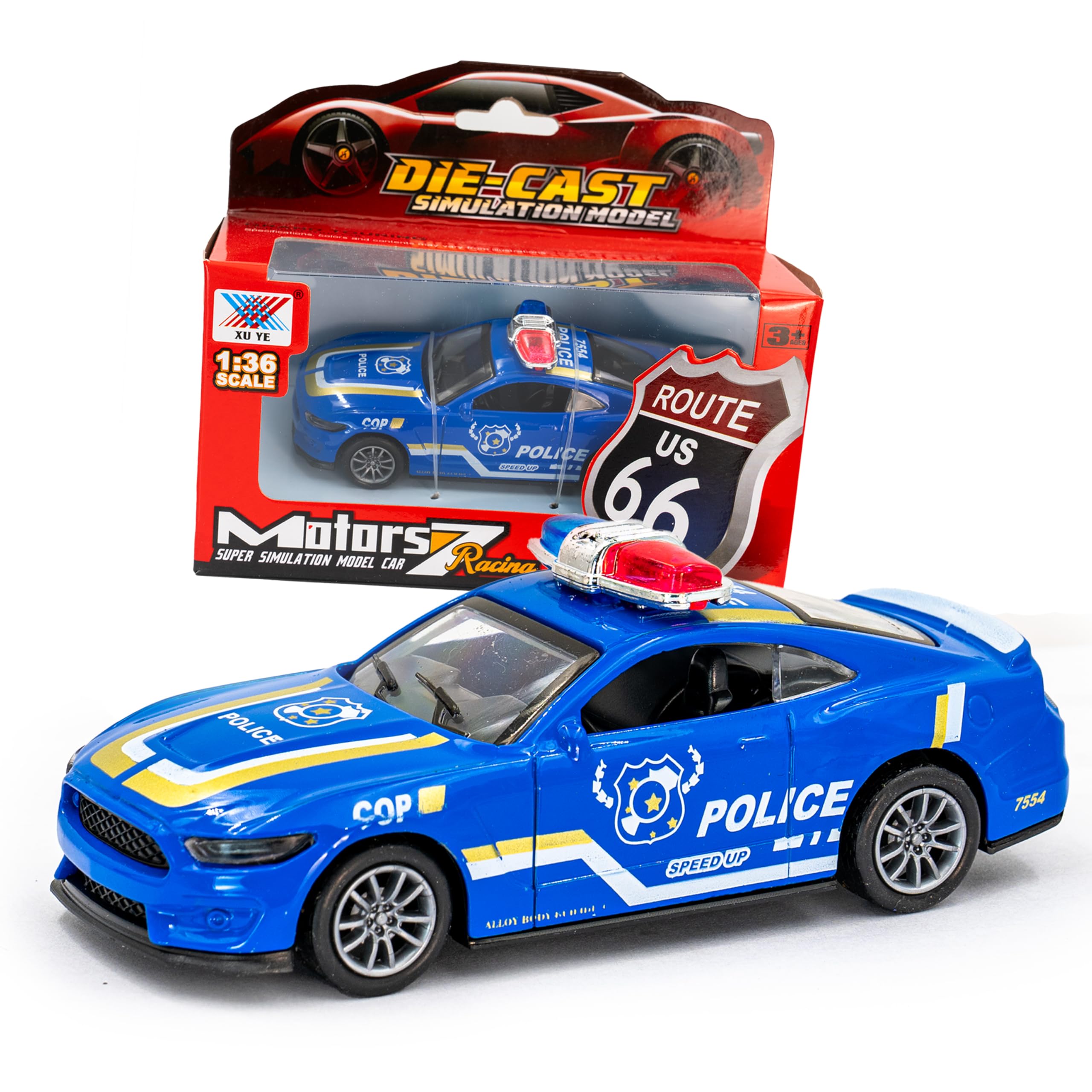 Bambibo Alloy Police Toy - 1:36, Diecast Model Cars | Pull Back Police Car For Kids | Police Metal Die Cast Cars | Police Car Toys For Boys 3-5 (Blue-A)