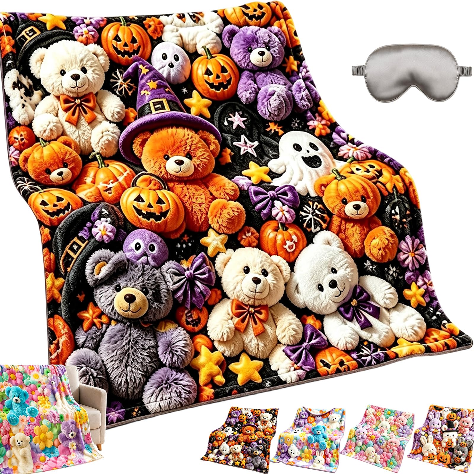 Teddy Pastel Floral Print Throw Blanket Soft Plush Flannel (D,50*60in)
