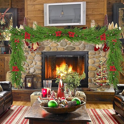 Miniatura 5 de Norfolk - Guirnalda de pino artificial de 6 pies con bolas de piñas de pascua, guirnalda de invierno para chimenea, escaleras, escaleras, decoración