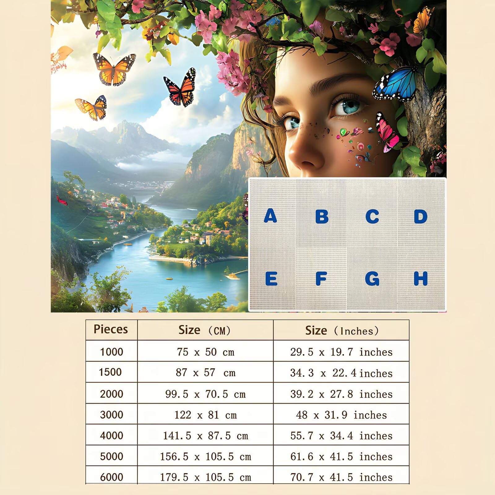 donna Farfalla Puzzle 4000 Pezzi per Adulti, Puzzle in Legno - Collezione Classica con Poster Incluso -Sfida di Concentrazione e Passatempo Antistress, Gioco Educativo per Famiglia, 141 x 87 cm f0-817