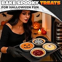 Vista 6 de Moldes redondos de aluminio para tartas, paquete de 50 moldes de aluminio reutilizables de 6 pulgadas Apilables, resistentes a la grasa