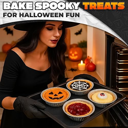 Miniatura 6 de Moldes redondos de aluminio para tartas Paquete de 50 moldes de aluminio reutilizables de Navidad de 6 pulgadas Apilables, resistentes a la grasa