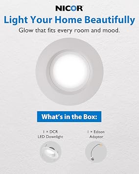 DCR Select LED Can Lights 2700K, White - 800 Lumens Retrofit LED Recessed Lighting 6 Inch or 5 Inch Housing Fit - 54,000+ Hour Lifetime, Energy Efficient & Dimmable by NICOR Lighting