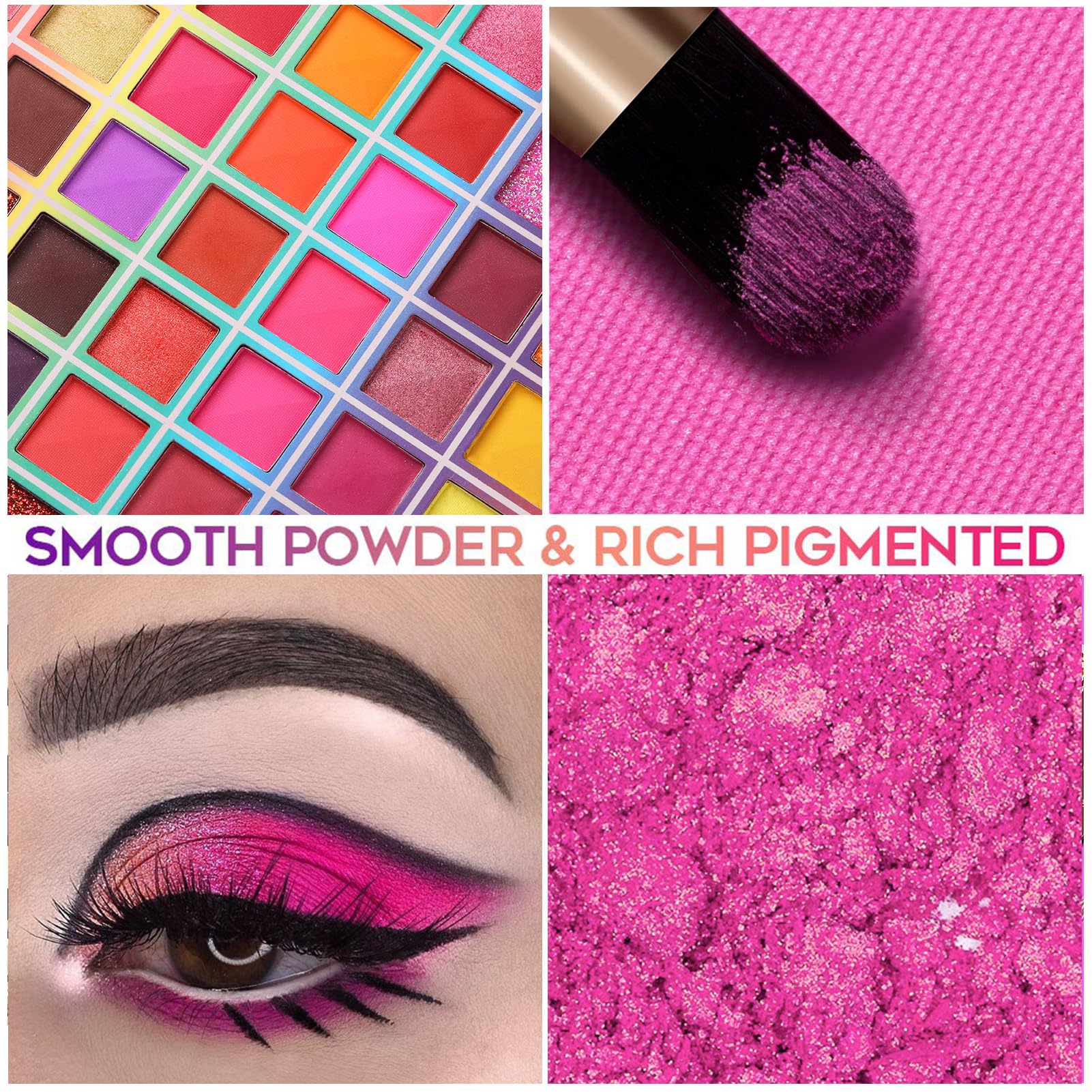 Paleta de sombra de ojos de 99 colores, paleta de sombra de ojos colorida, paleta de maquillaje profesional de arcoíris con purpurina mate, colorida de larga duración, altamente pigmentada, regalos 3