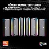 CORSAIR Dominator Titanium RGB DDR5 RAM 32Go (2x16Go) Jusqu'à 6000MHz CL30 AMD Expo Intel XMP 3.0 Mémoire pour Ordinateur de Bureau - Gris (CMP32GX5M2B6000Z30) - 2