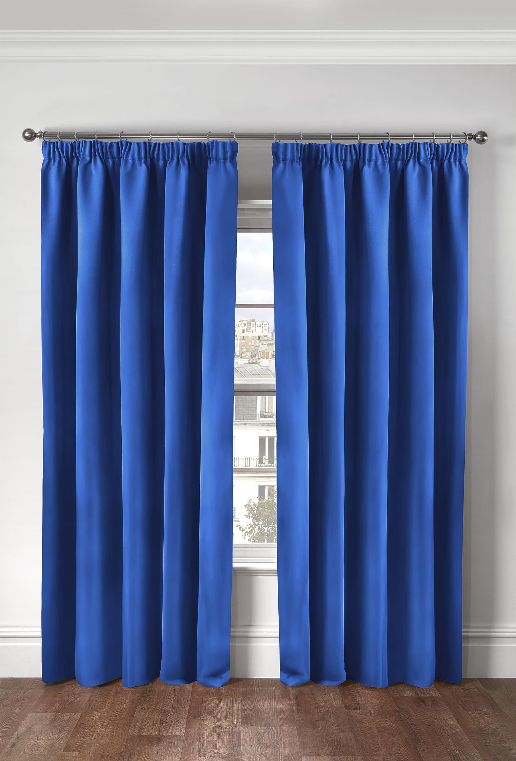 Tony's Textiles Thermal Supersoft Blackout Curtains Blue 66" x 54" (168cm x 137cm), W 66" x L 54" (2 Panels) - Image 2