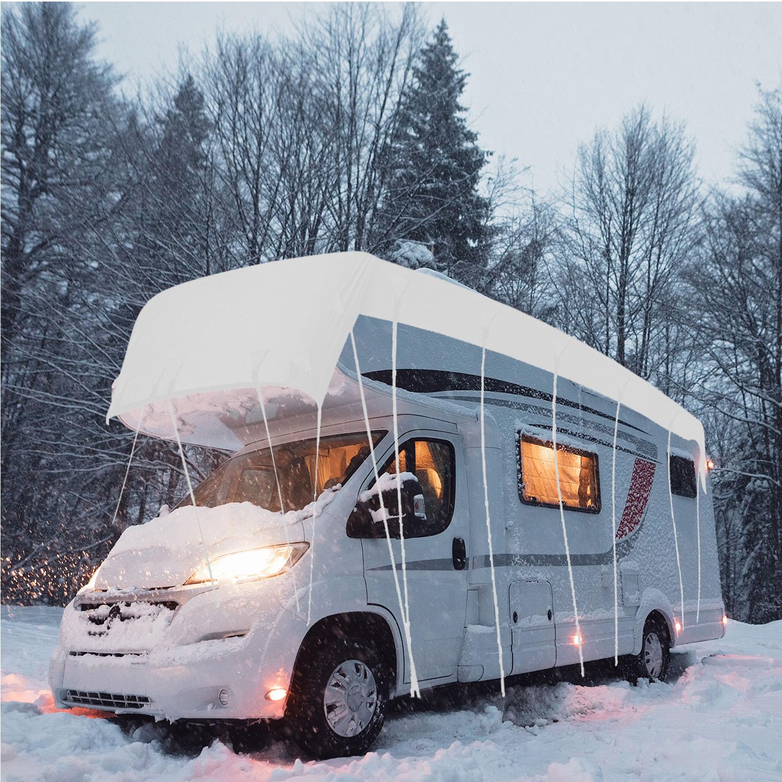 Wohnwagen Plane Hochwertige Schutzhülle,Dachabdeckung Wohnwagen,100% Wetterfeste Wohnwagenabdeckung,für Ihr Wohnmobil Universelle Passform,Silber,11 * 3.3m