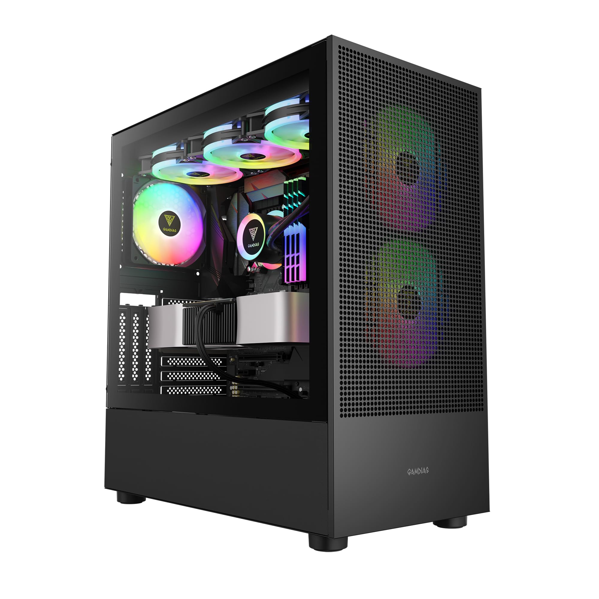 GAMDIAS TALOS M3 MESH ATX Mid Tower PC Case, 3 ARGB PWM Fan, Airflow Mesh Front Panel, Tool-Free Tempered Glass Side Panel, Magnetic Dust Filter,Black