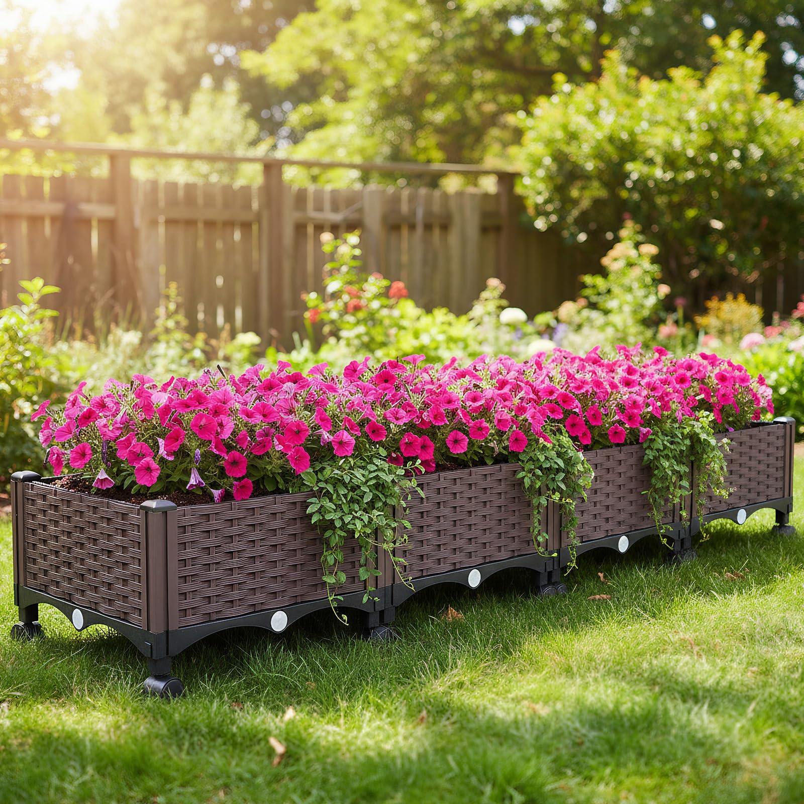 Elevated Raised Garden Bed with Wheels, Raised Planters for Garden Flower