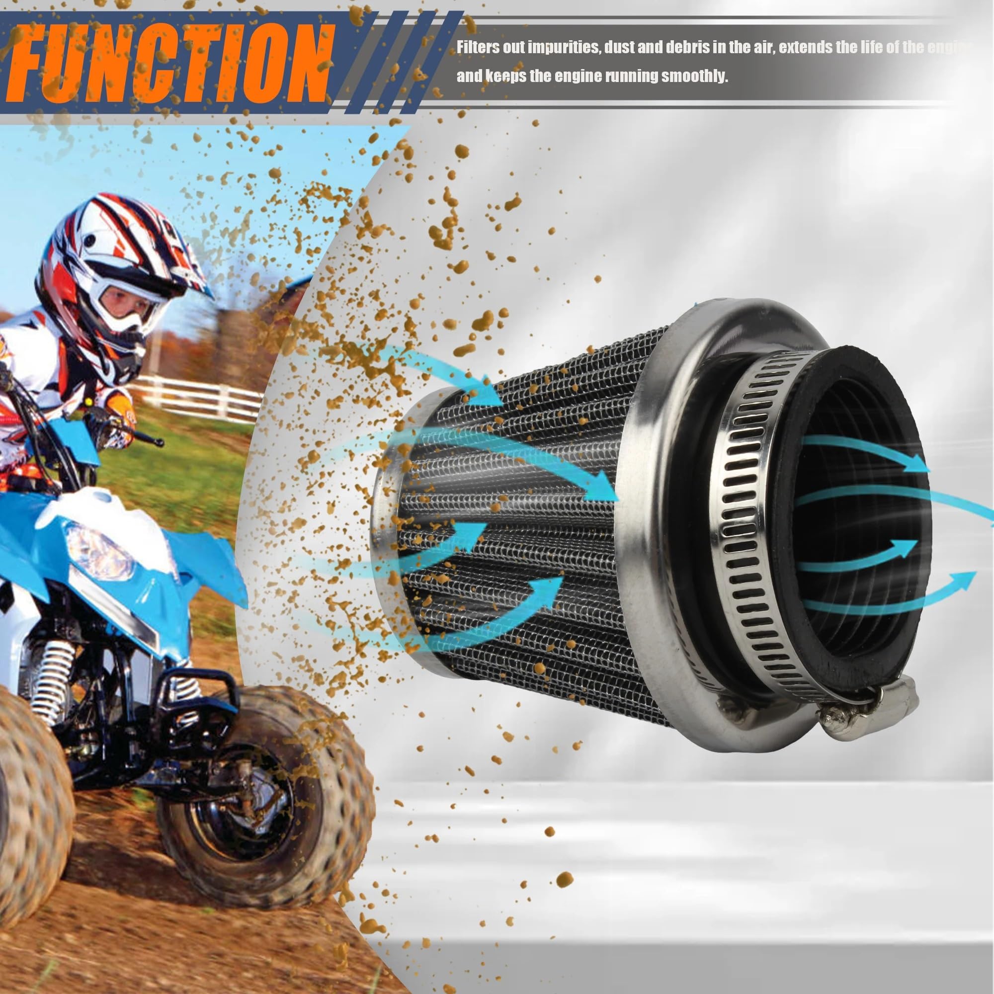 Filtro alta efficienza moto Filtro aria ciclomotore testa a fungo Motocross Carburatore Ad alto flusso ATV Dirt Bike