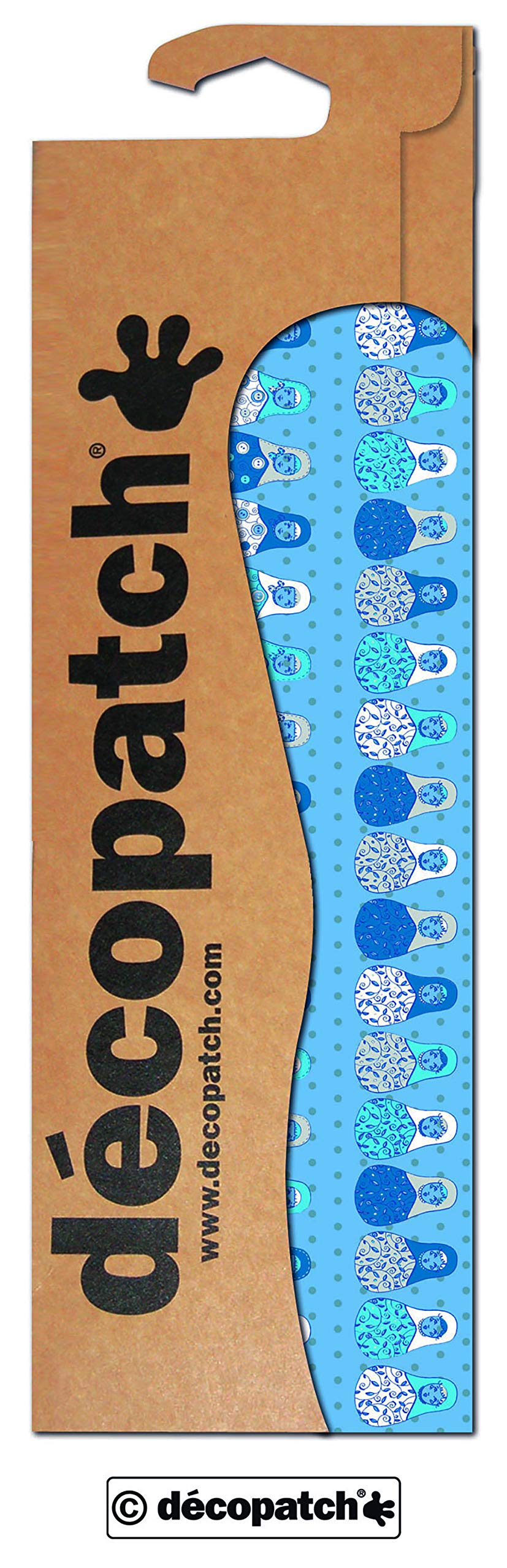 Décopatch - Ref C578O - Blue Russian Dolls Print Paper Pack - Each Sheet 30 x 40cm, Pack of 3 Paper Sheets - Best Used With Décopach Glue & Varnish, Blue