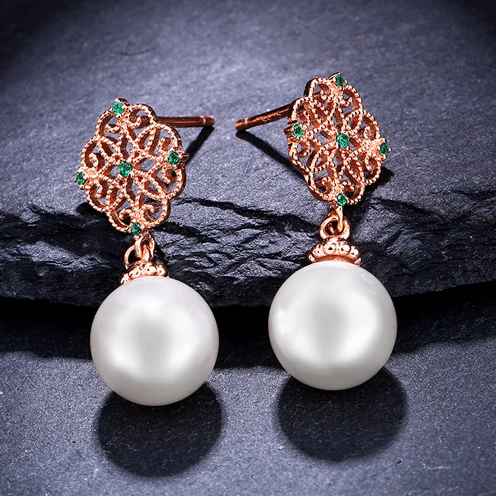 WXKAGF Gioielli di Moda Donna Elegante Temperamento Orecchio Orecchini Pendenti con Perle d'Acqua Dolce Donna Moda Atmosfera Festa Banchetto Orecchini Gioielli Orecchini di Fascia Alta