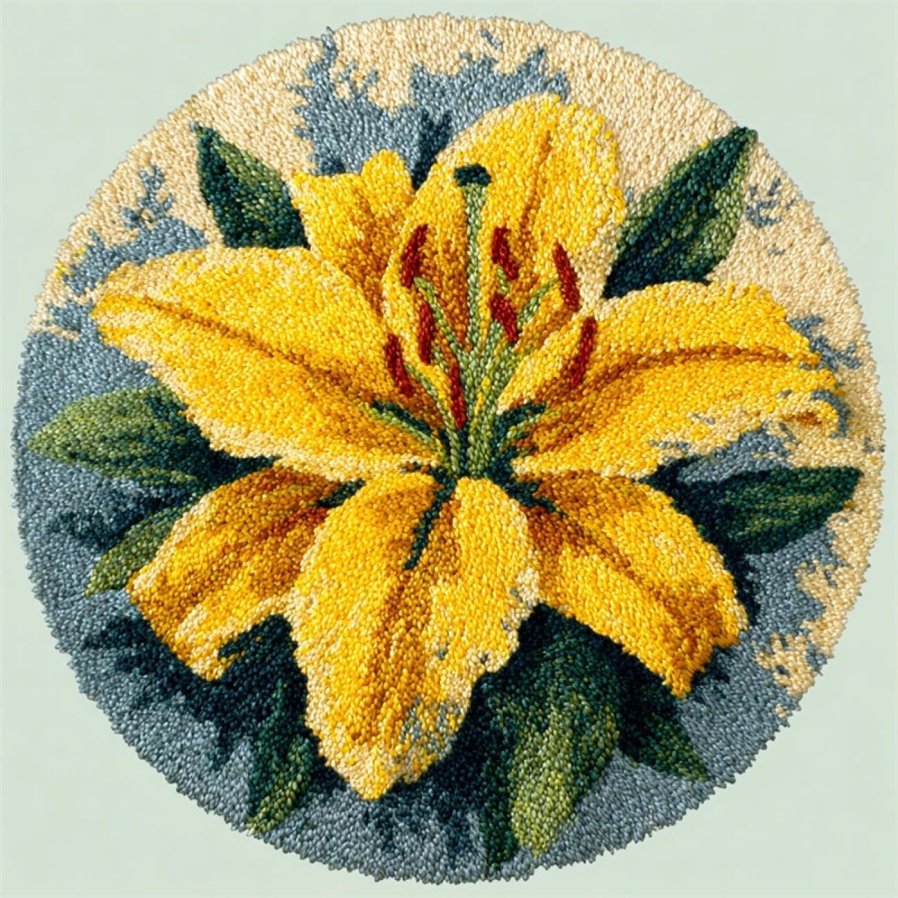 Kitquiver Latch Hook Kit Rug Golden Lily 60x60cm